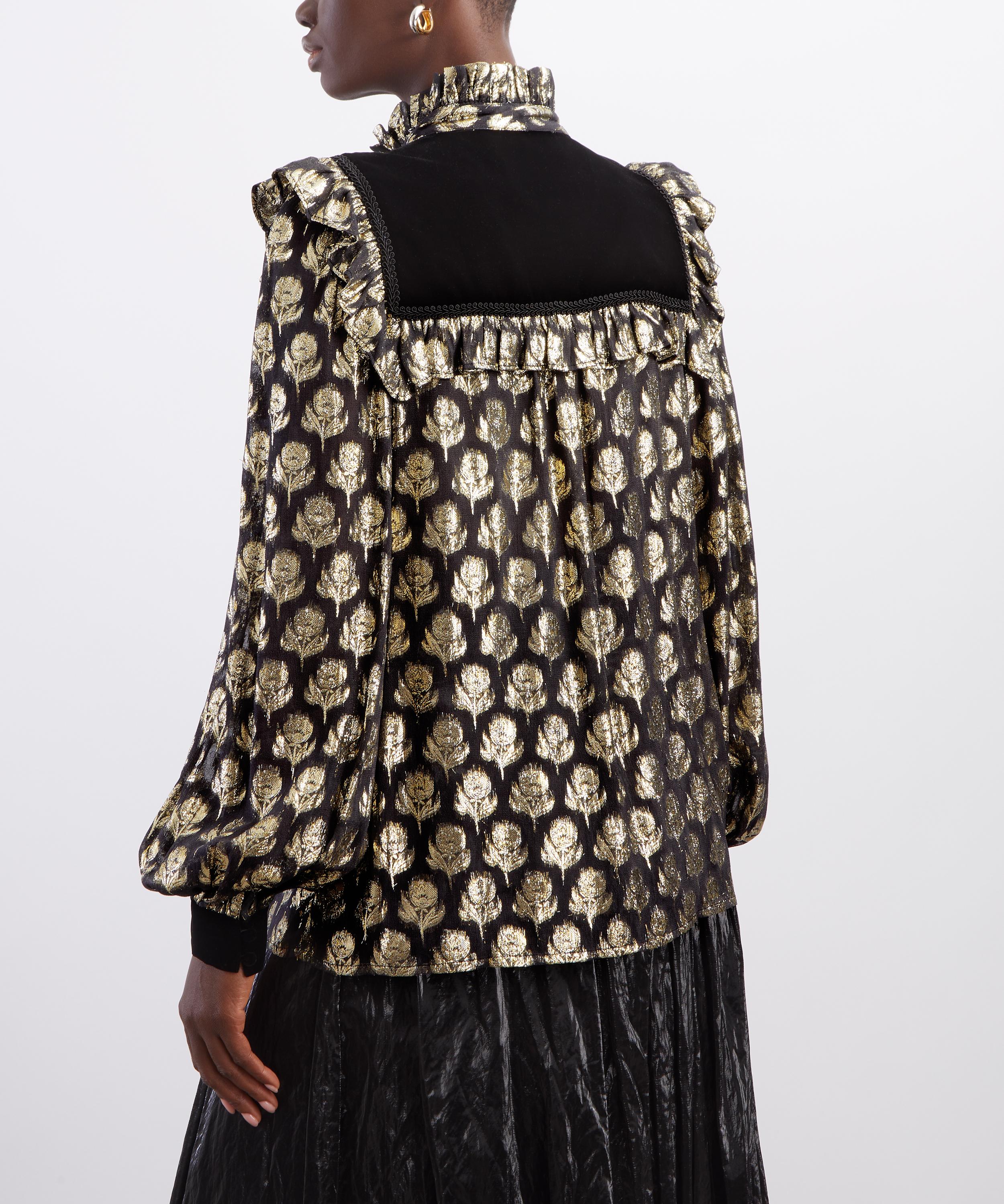 Queens of Archive - Star Gold Jacquard Blouse image number 3