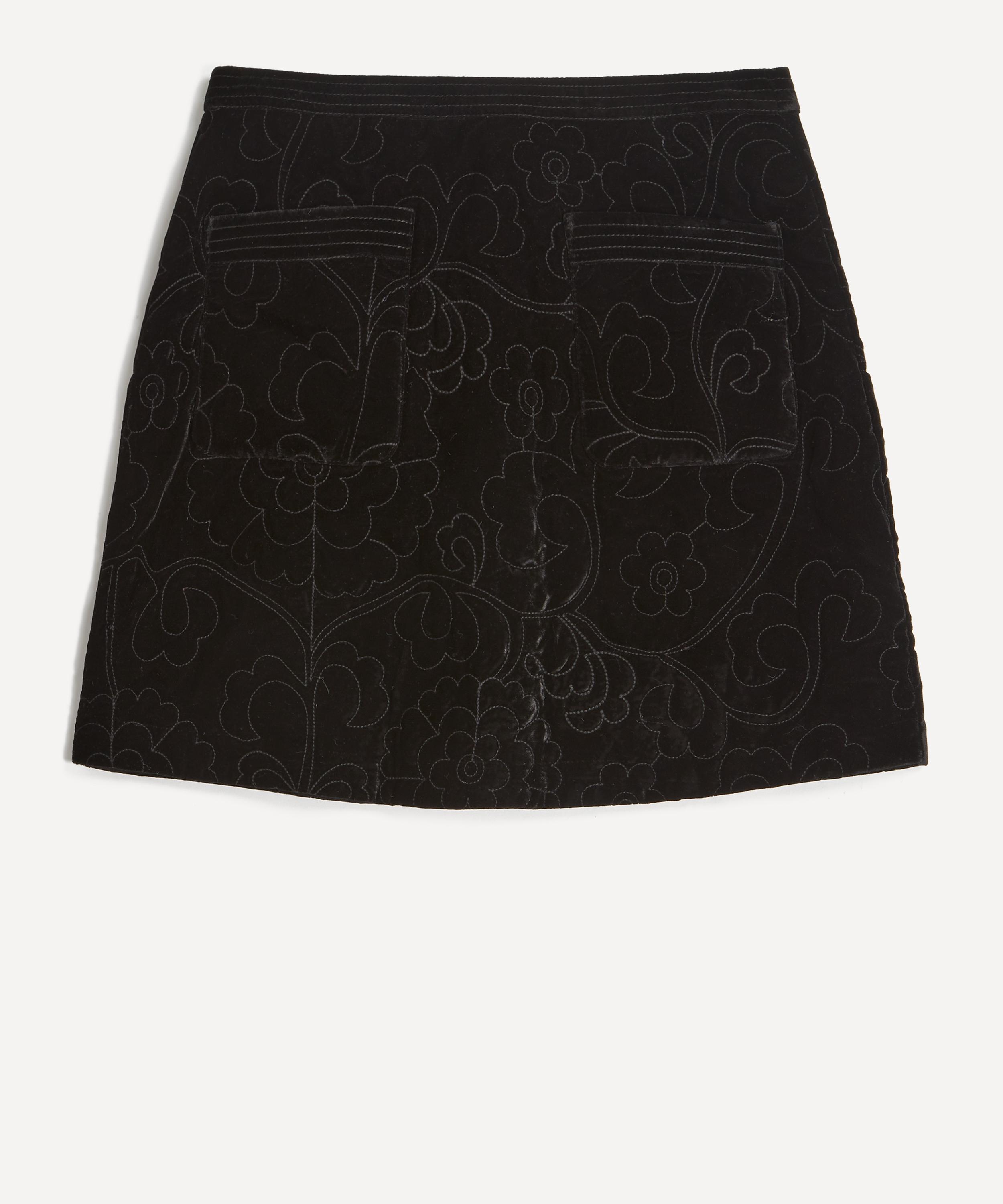 Queens of Archive - Maybelle Black Velvet Quilted Mini Skirt image number 0