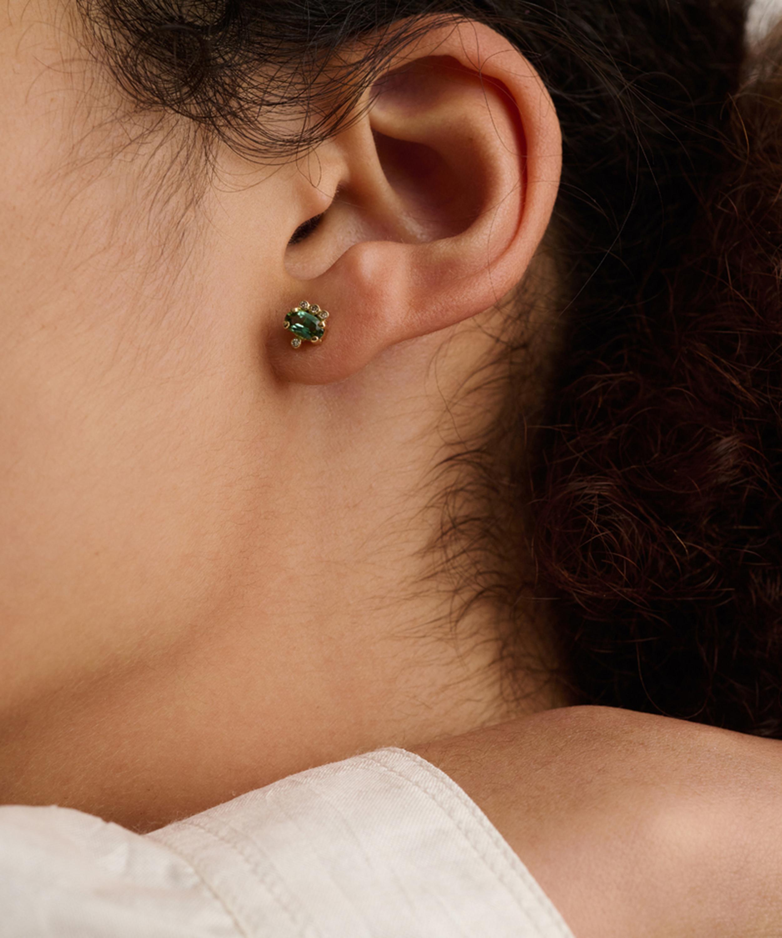 5 Octobre - 14ct Gold April Green Stud Earrings image number 1