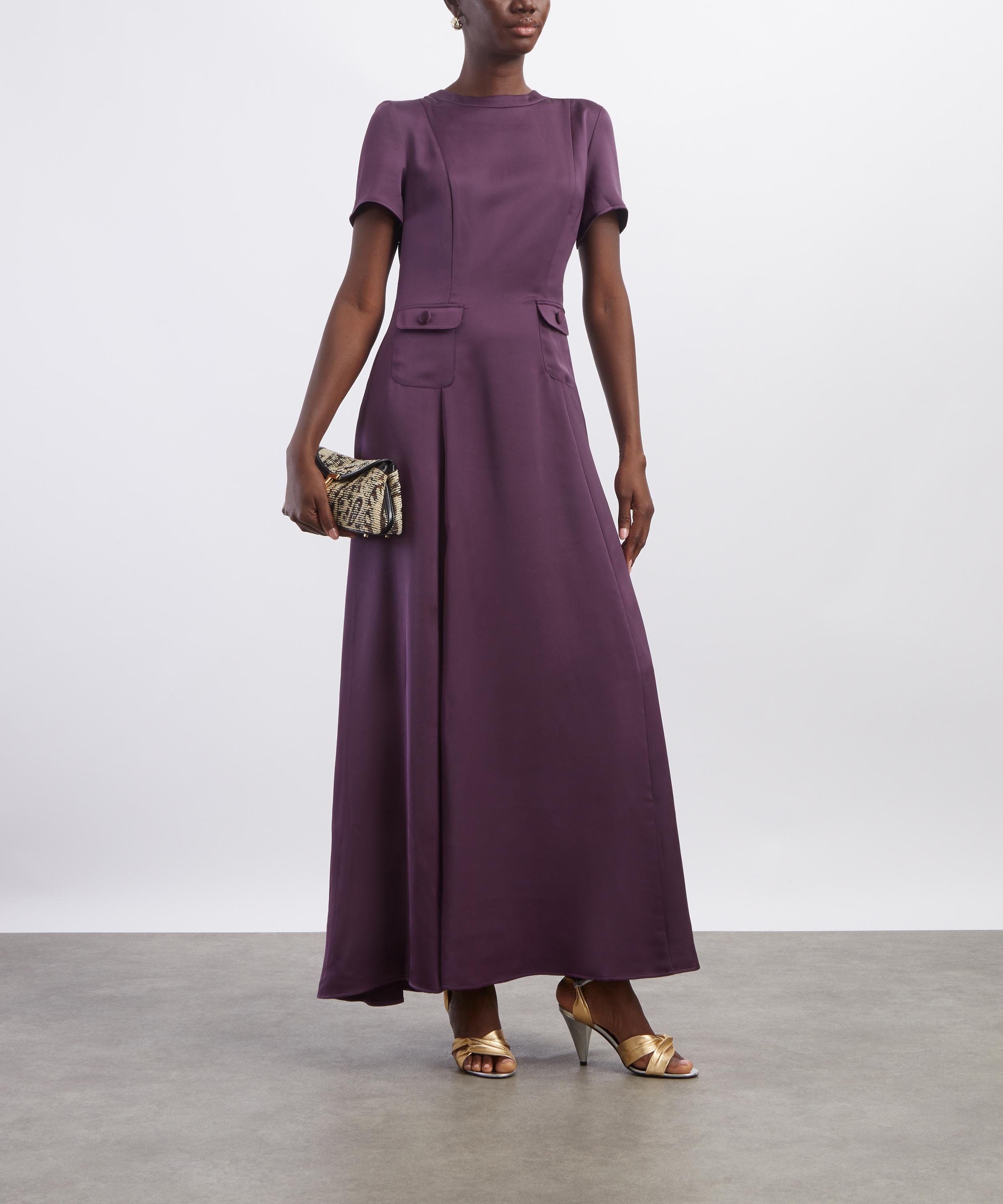 Maria de la Orden - Albane Plum Short-Sleeve Satin Dress image number 1