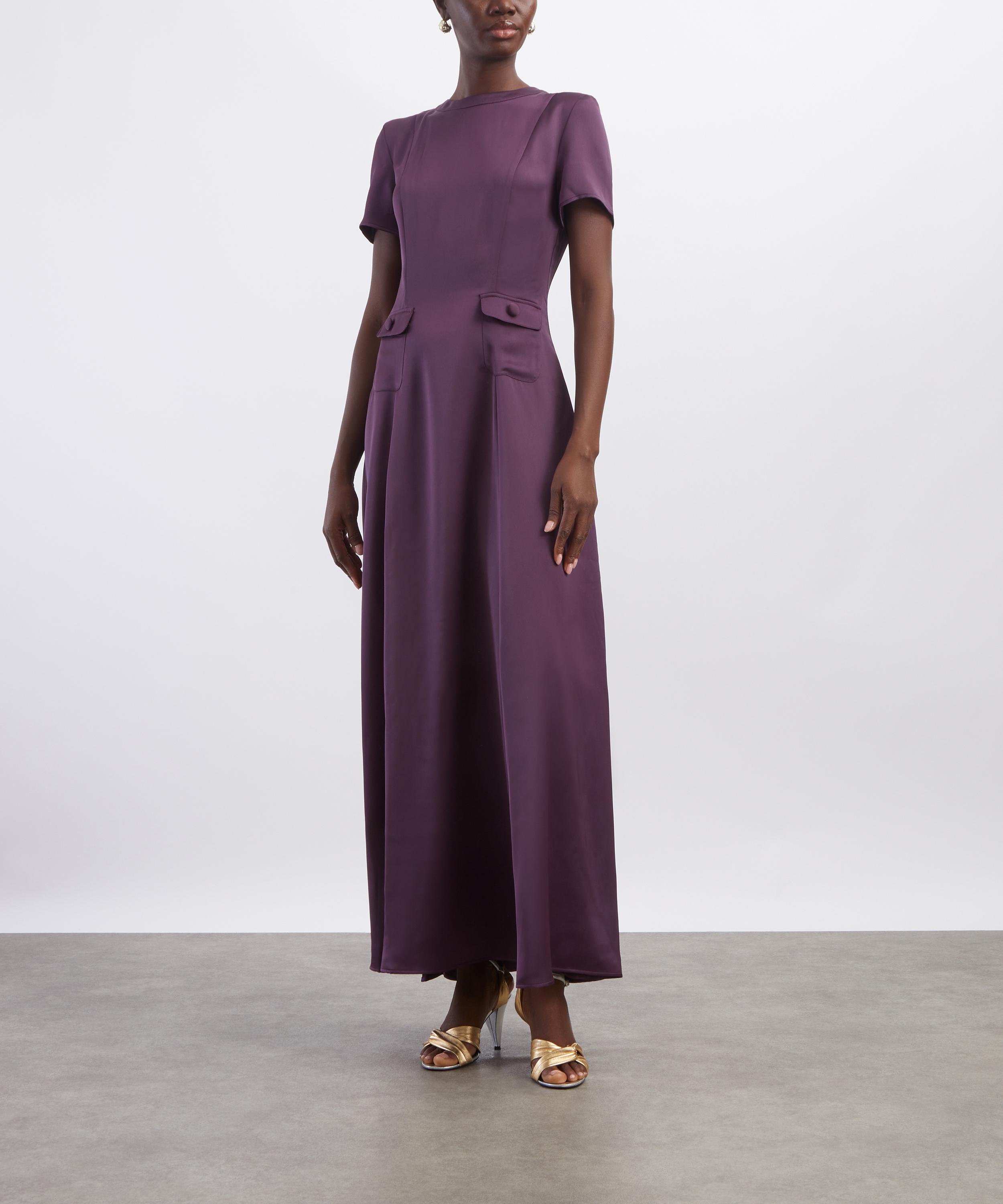 Maria de la Orden - Albane Plum Short-Sleeve Satin Dress image number 2