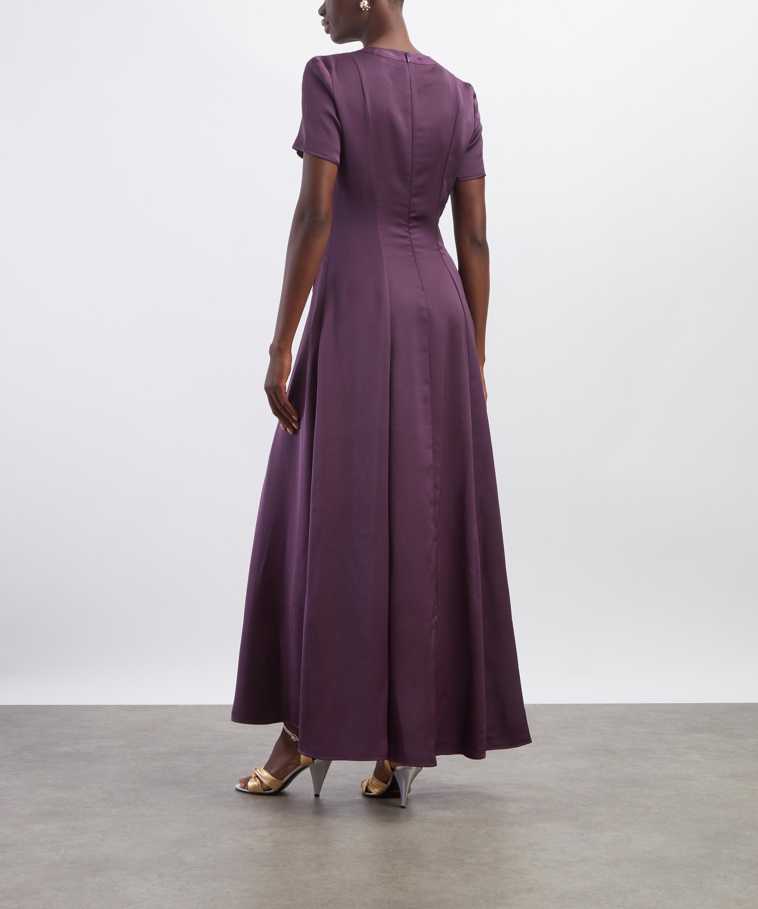 Maria de la Orden - Albane Plum Short-Sleeve Satin Dress image number 3