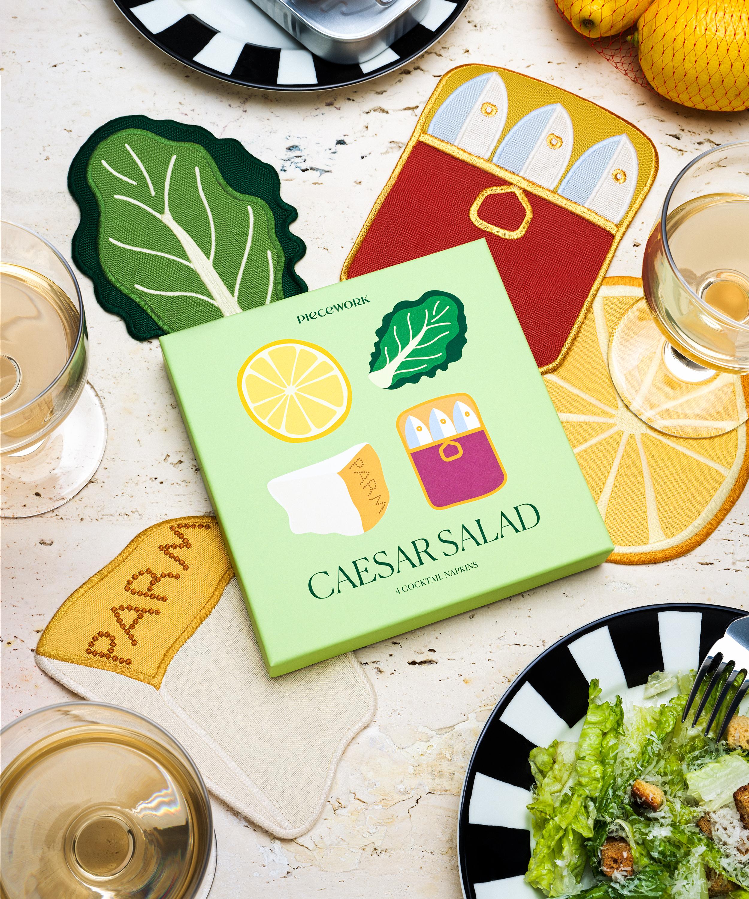Piecework - Caesar Salad Linen Cocktail Napkins Set of Four image number 2