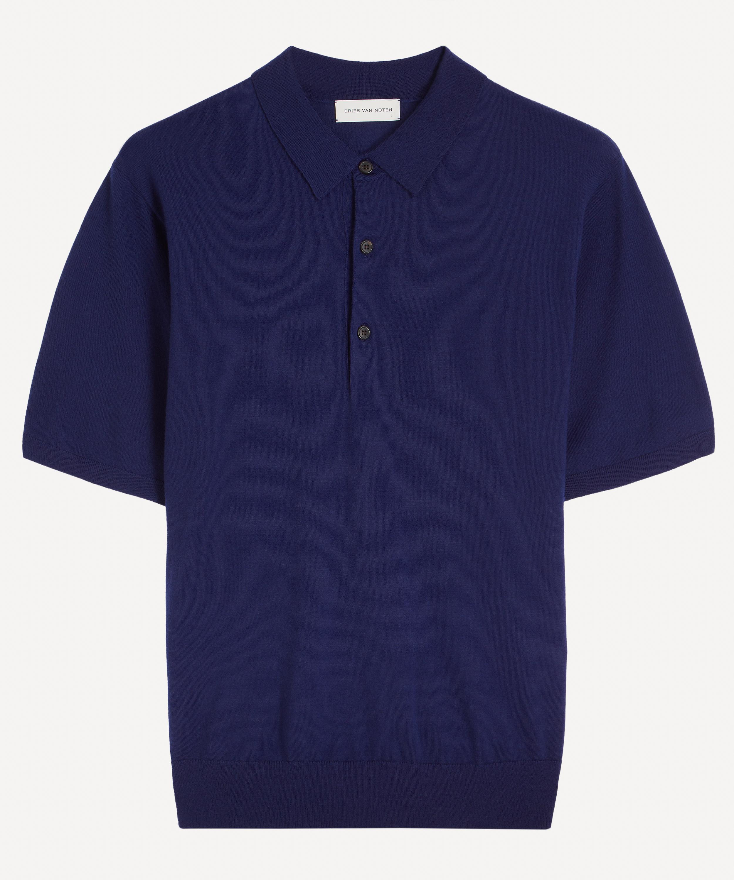 Dries Van Noten - Blue Merino Wool Polo Shirt image number 0