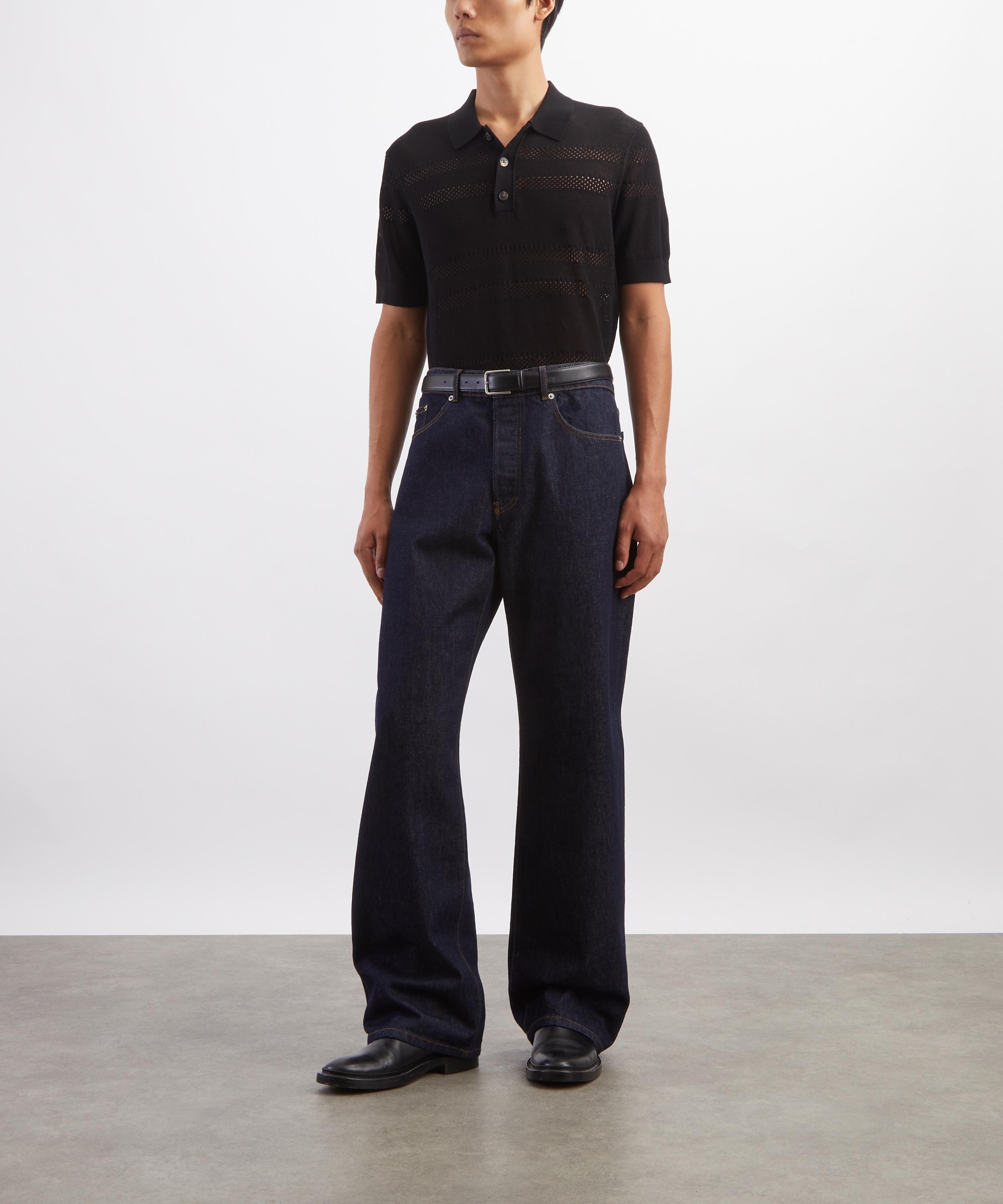 Dries Van Noten - Black Open-Knit Polo Shirt image number 1