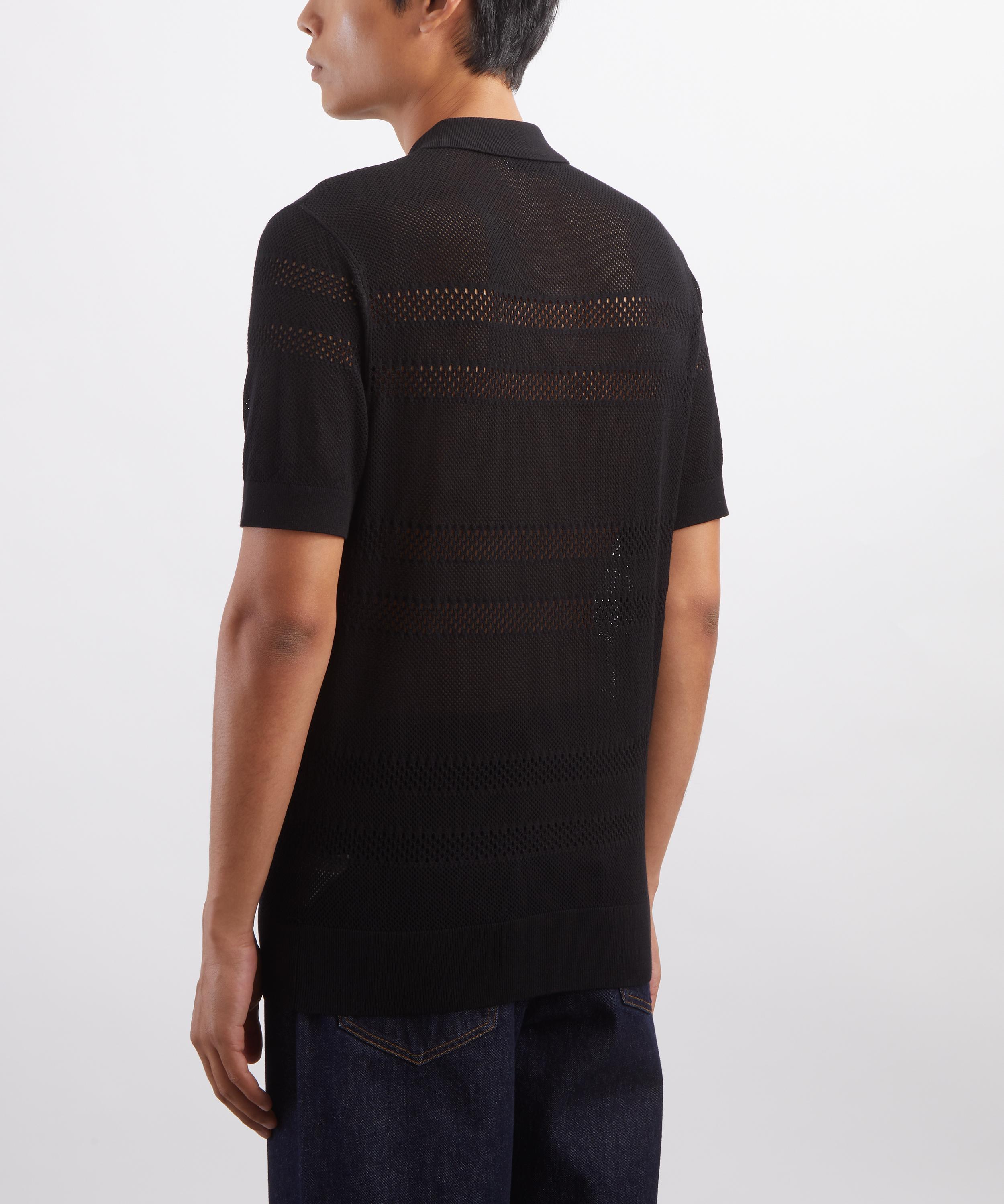 Dries Van Noten - Black Open-Knit Polo Shirt image number 3