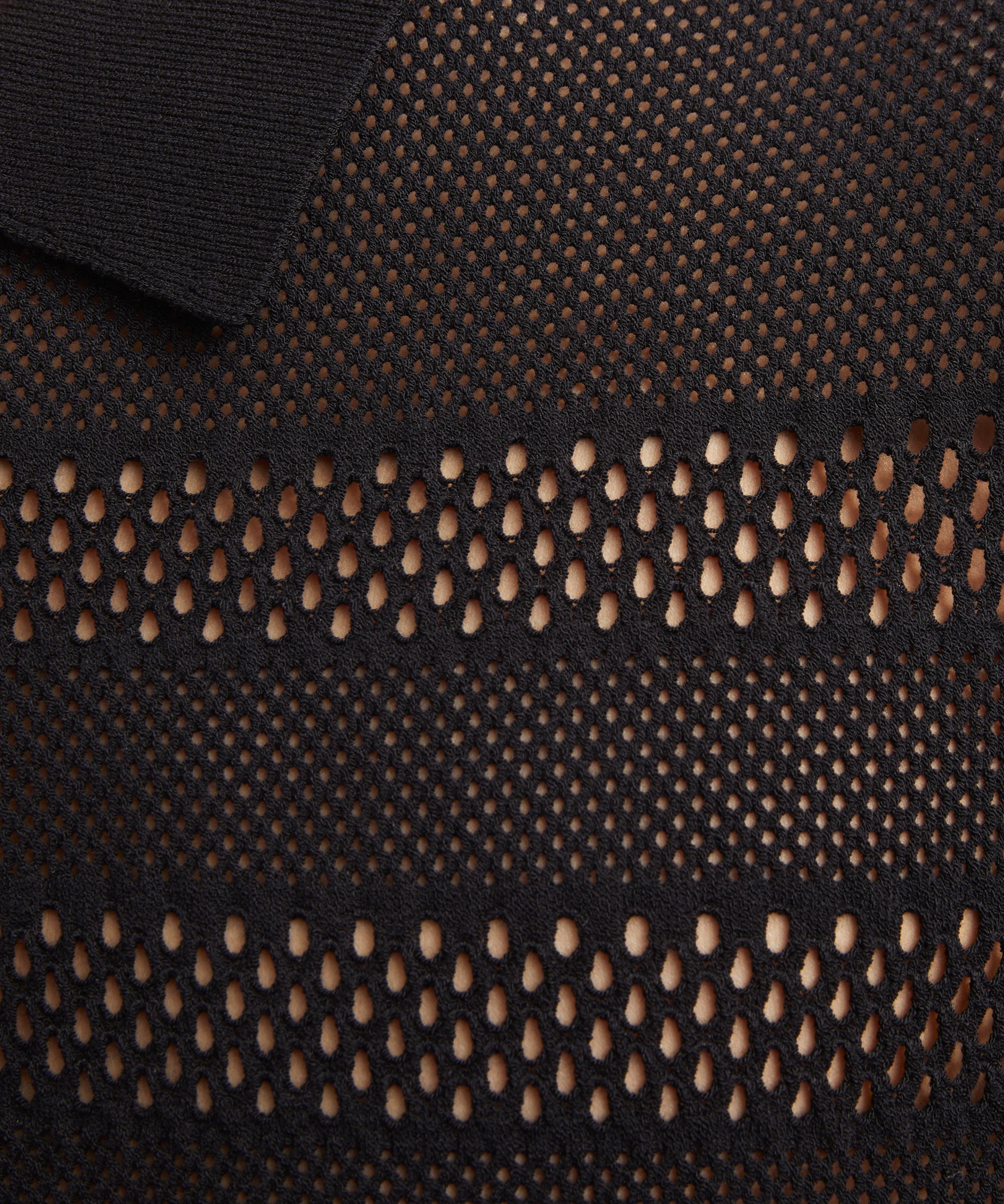 Dries Van Noten - Black Open-Knit Polo Shirt image number 4