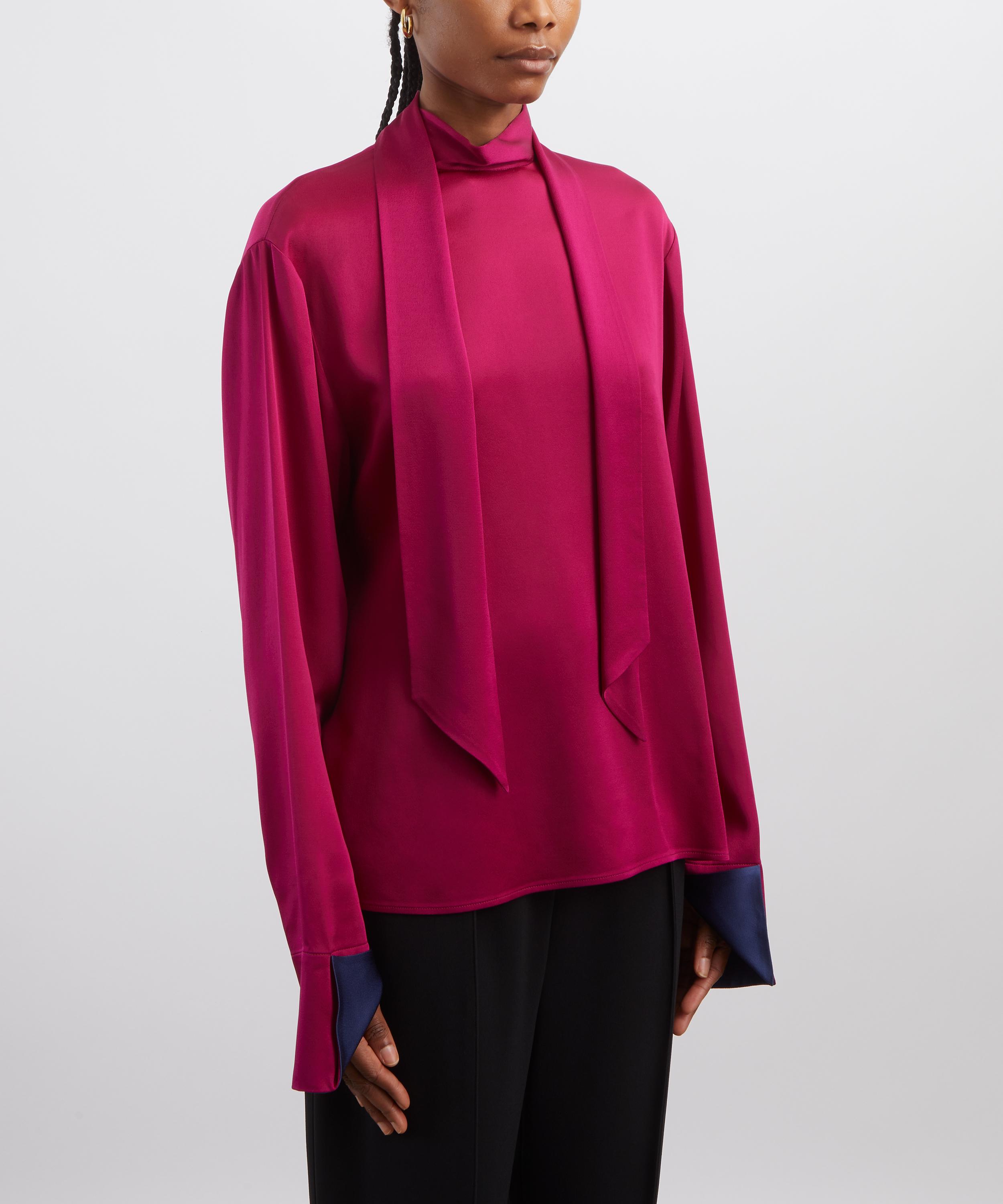 Stella McCartney - Tie-Back Satin Top in Dark Raspberry image number 2