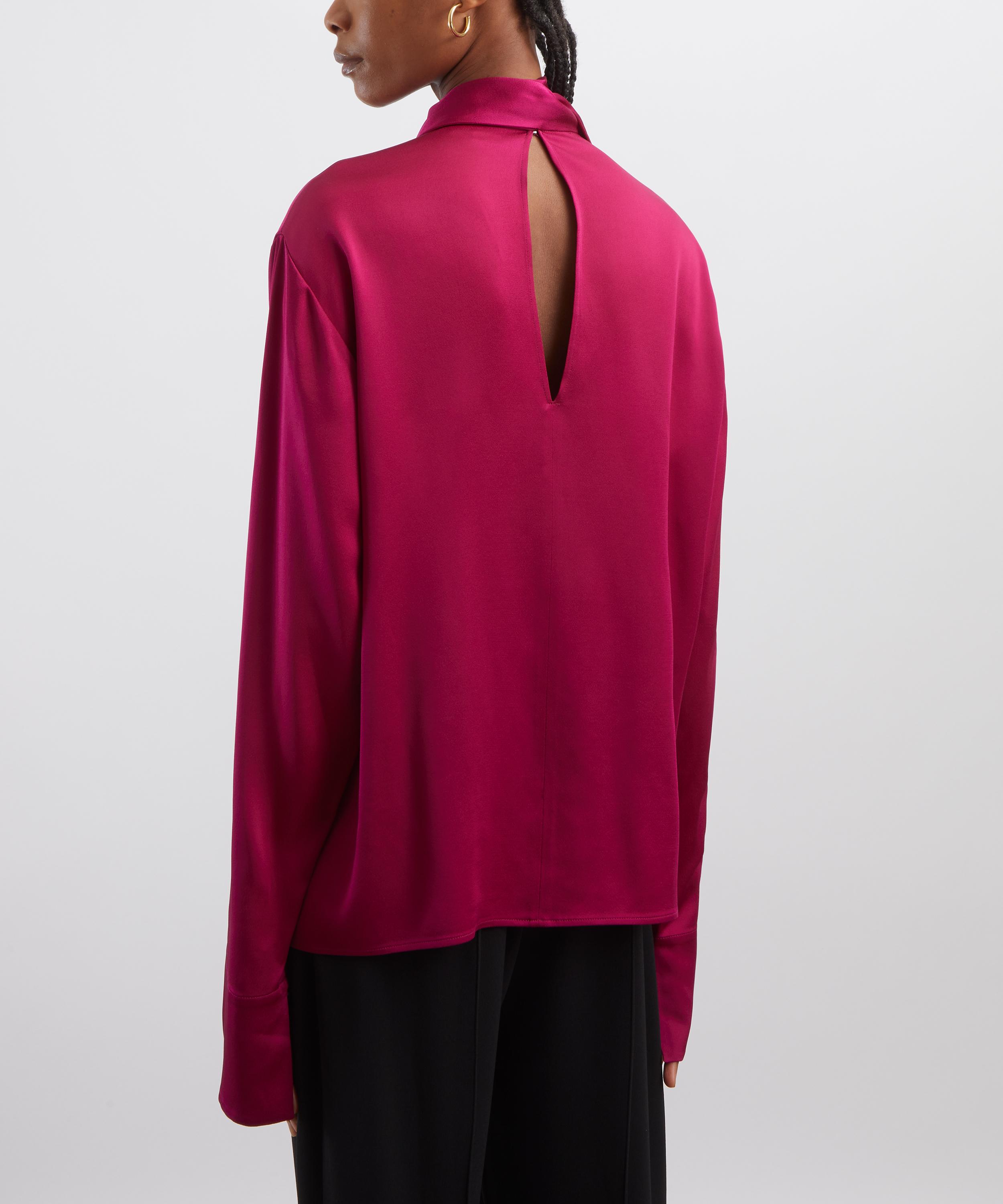 Stella McCartney - Tie-Back Satin Top in Dark Raspberry image number 3