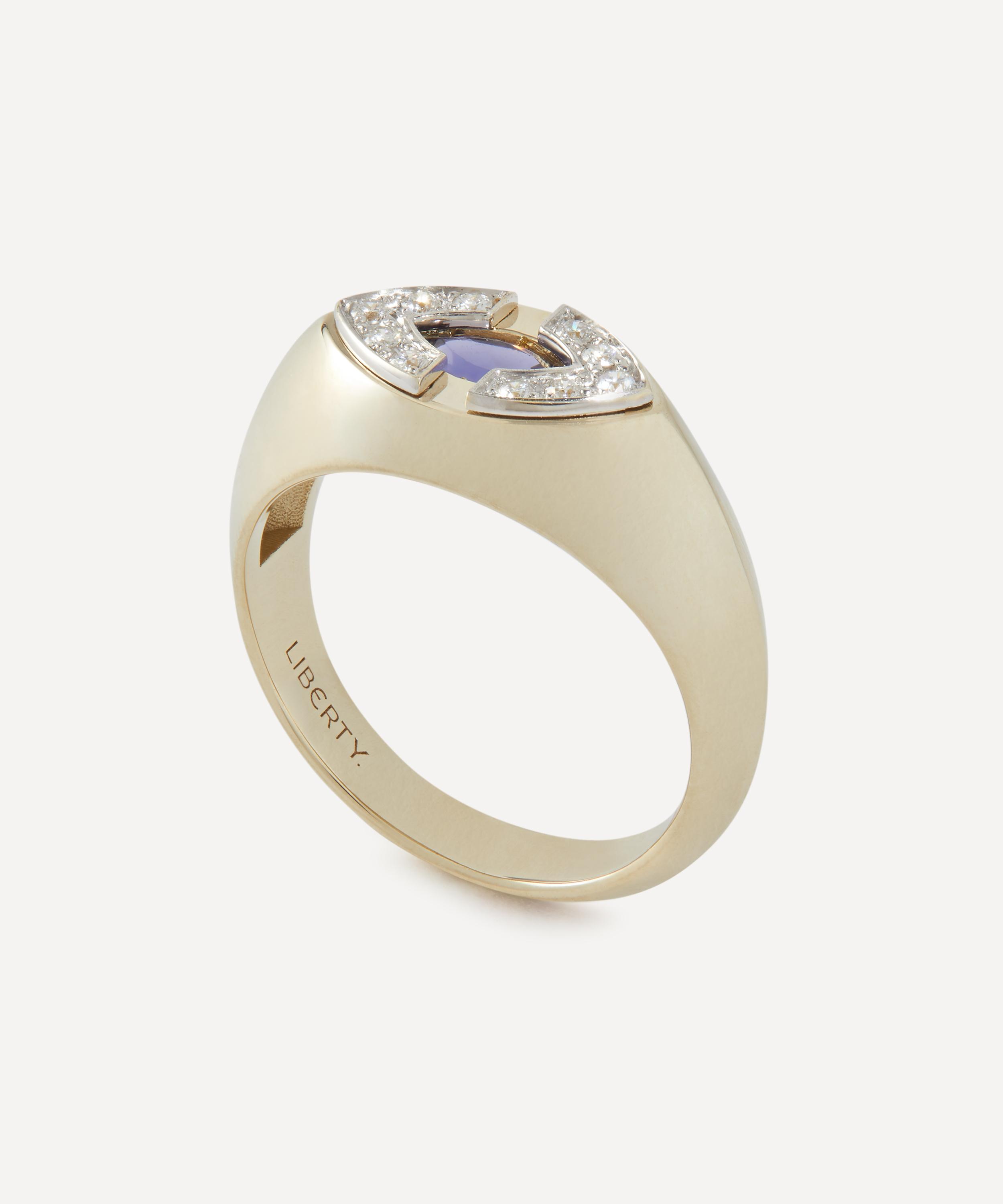 Liberty - 9ct Gold Athena Blue Sapphire and CVD Diamond Ring image number 0
