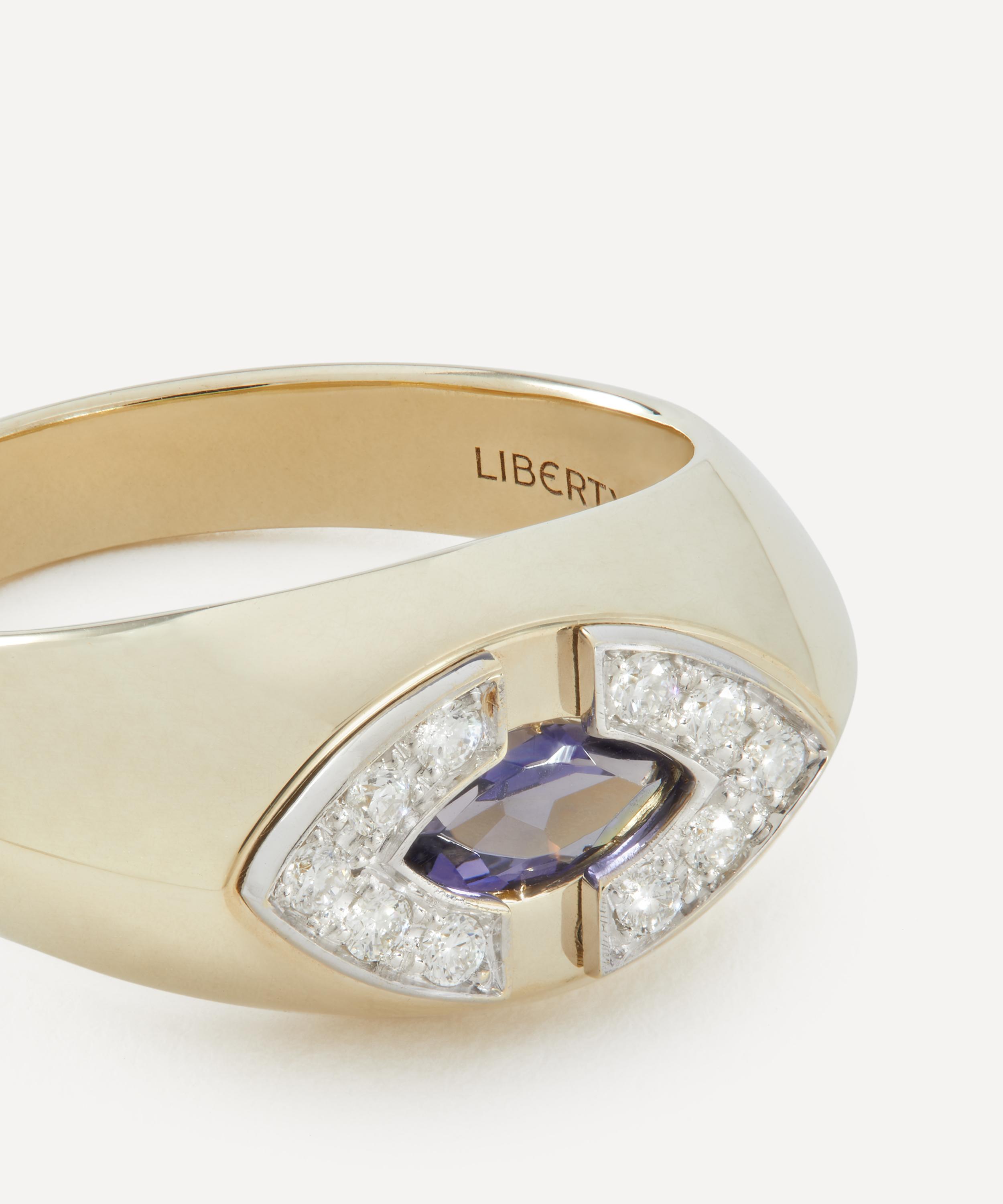 Liberty - 9ct Gold Athena Blue Sapphire and CVD Diamond Ring image number 2