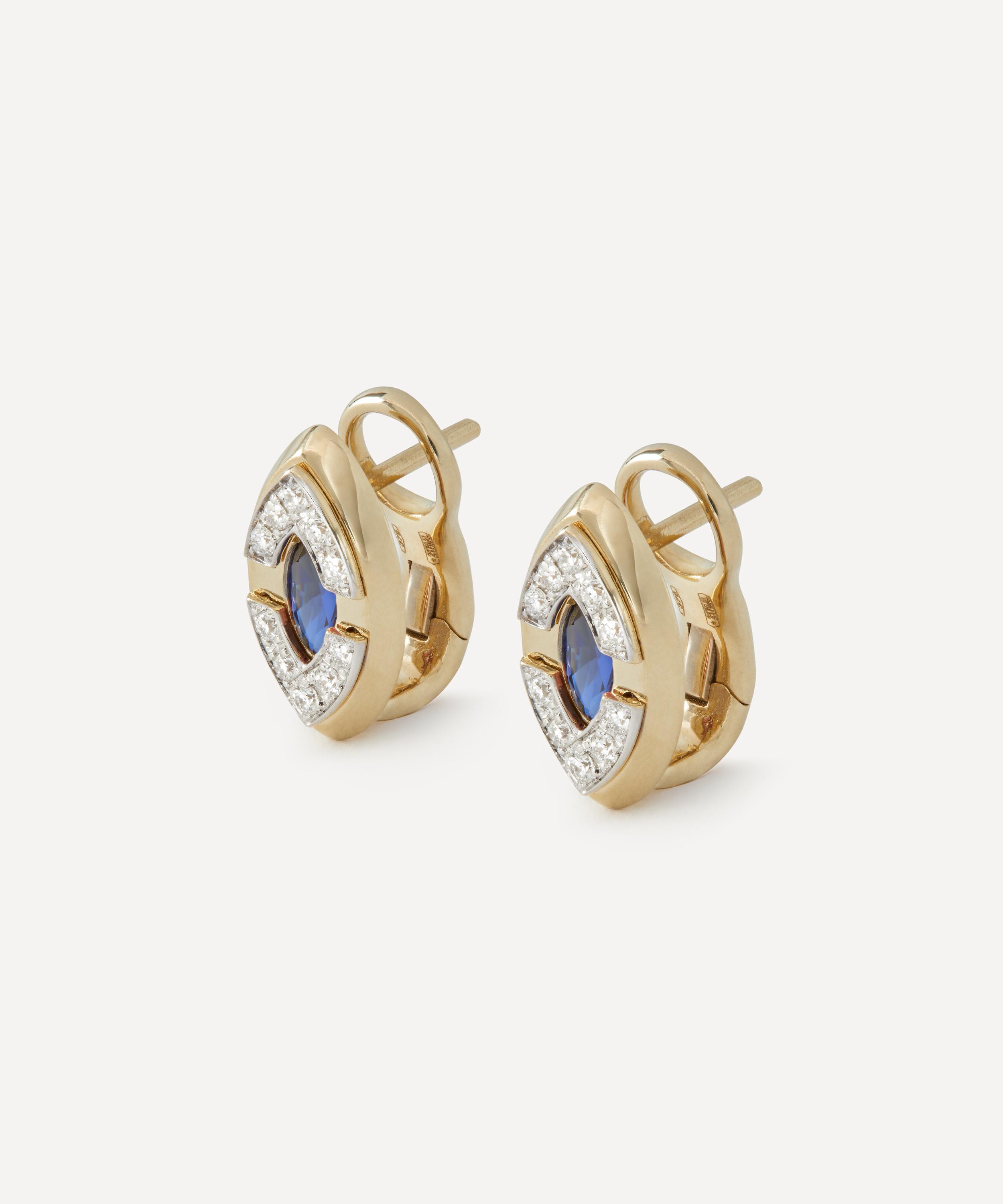 Liberty - 9ct Gold Athena Blue Sapphire and CVD Diamond Earrings image number 0