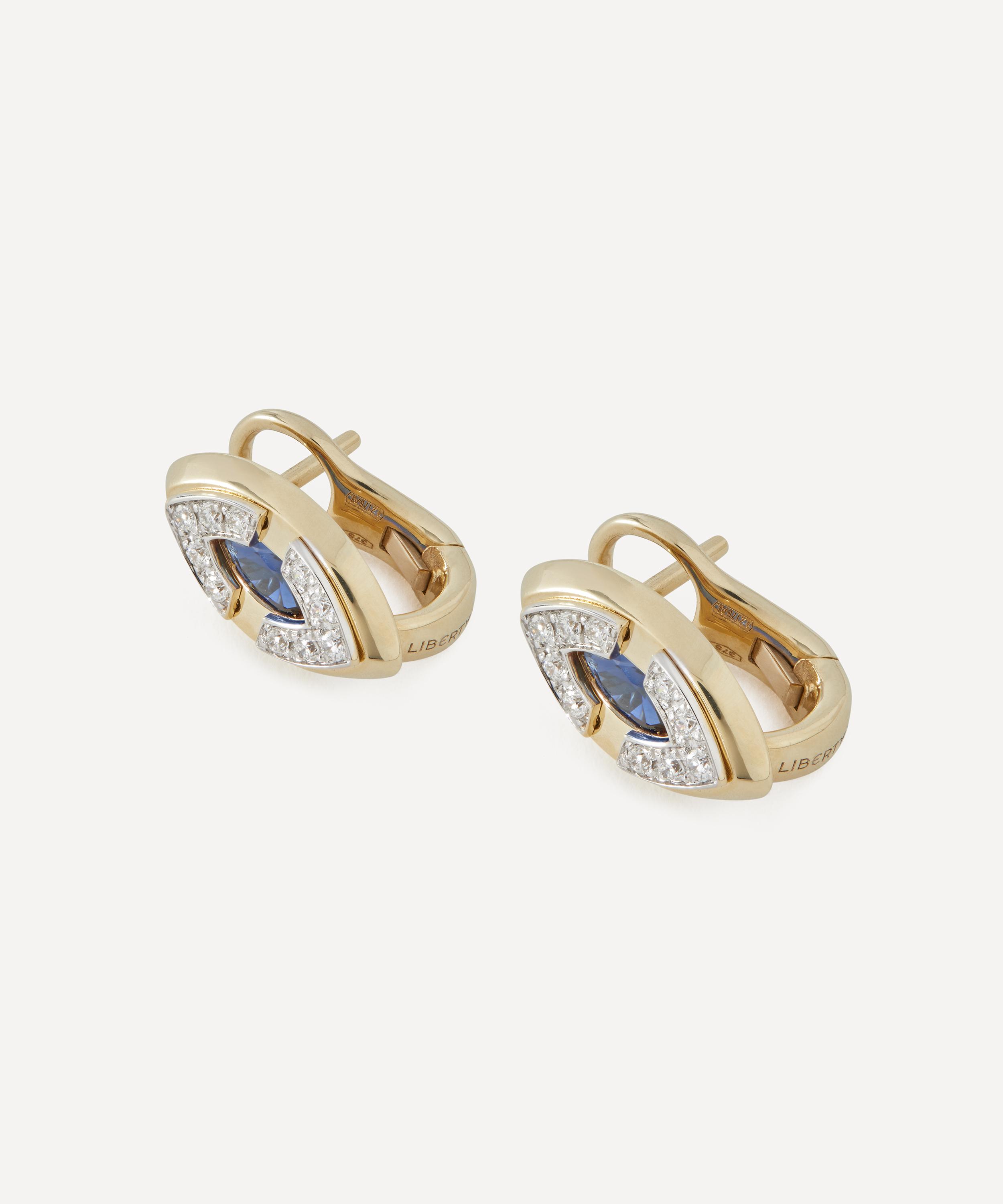 Liberty - 9ct Gold Athena Blue Sapphire and CVD Diamond Earrings image number 2