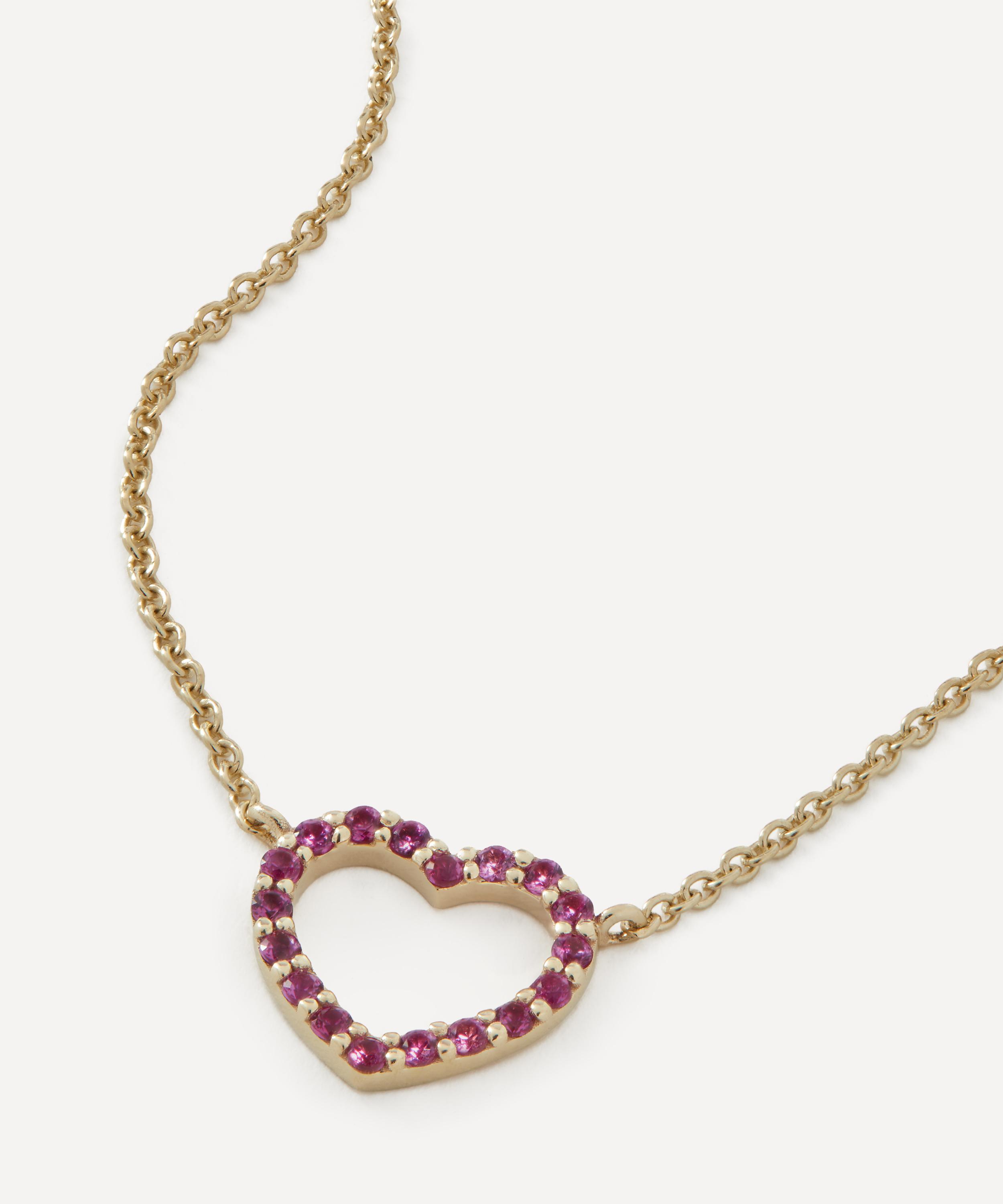 Liberty - 9ct Gold Rainbow Hearth Nano Ruby Pendant Necklace image number 0