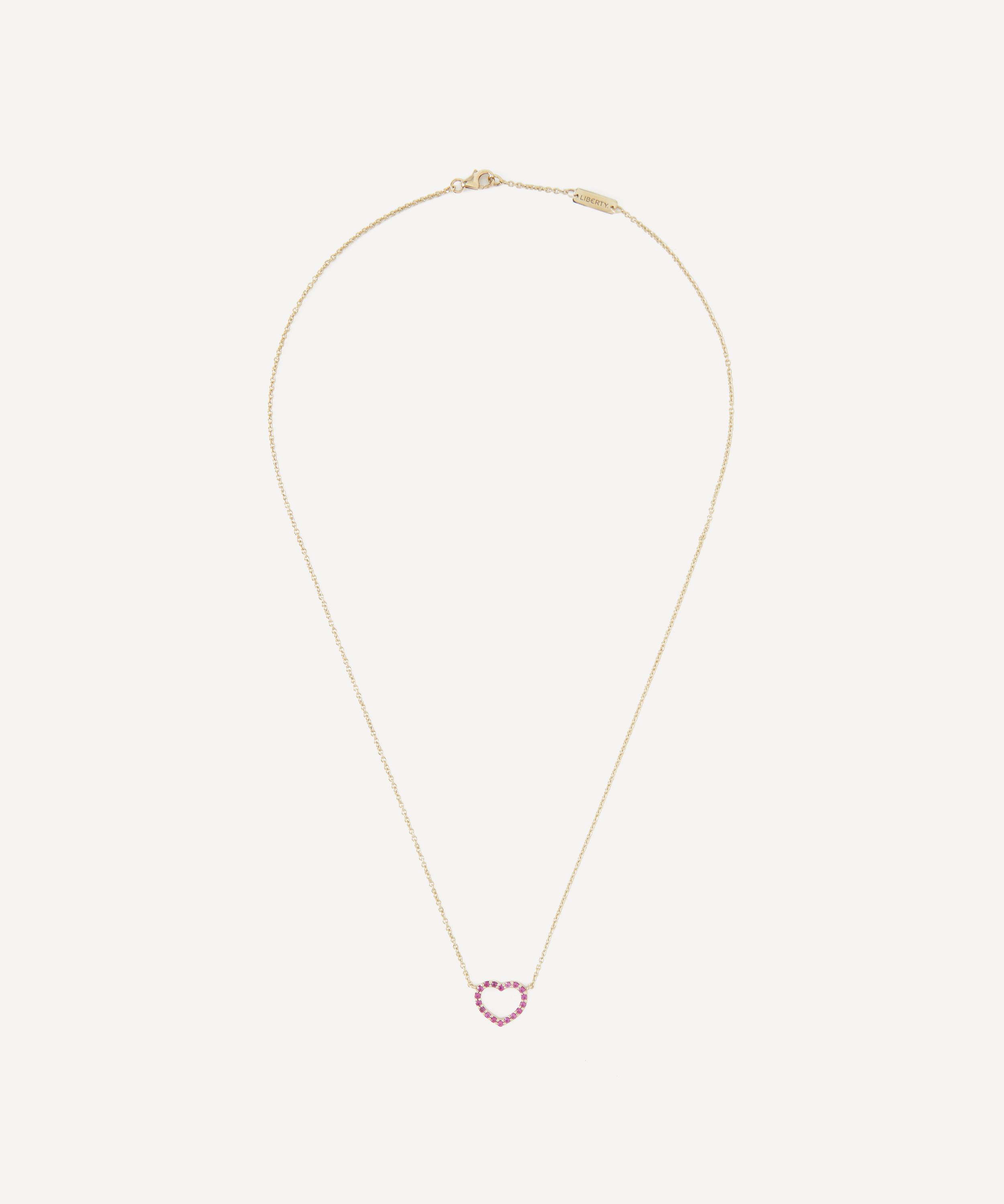 Liberty - 9ct Gold Rainbow Hearth Nano Ruby Pendant Necklace image number 2