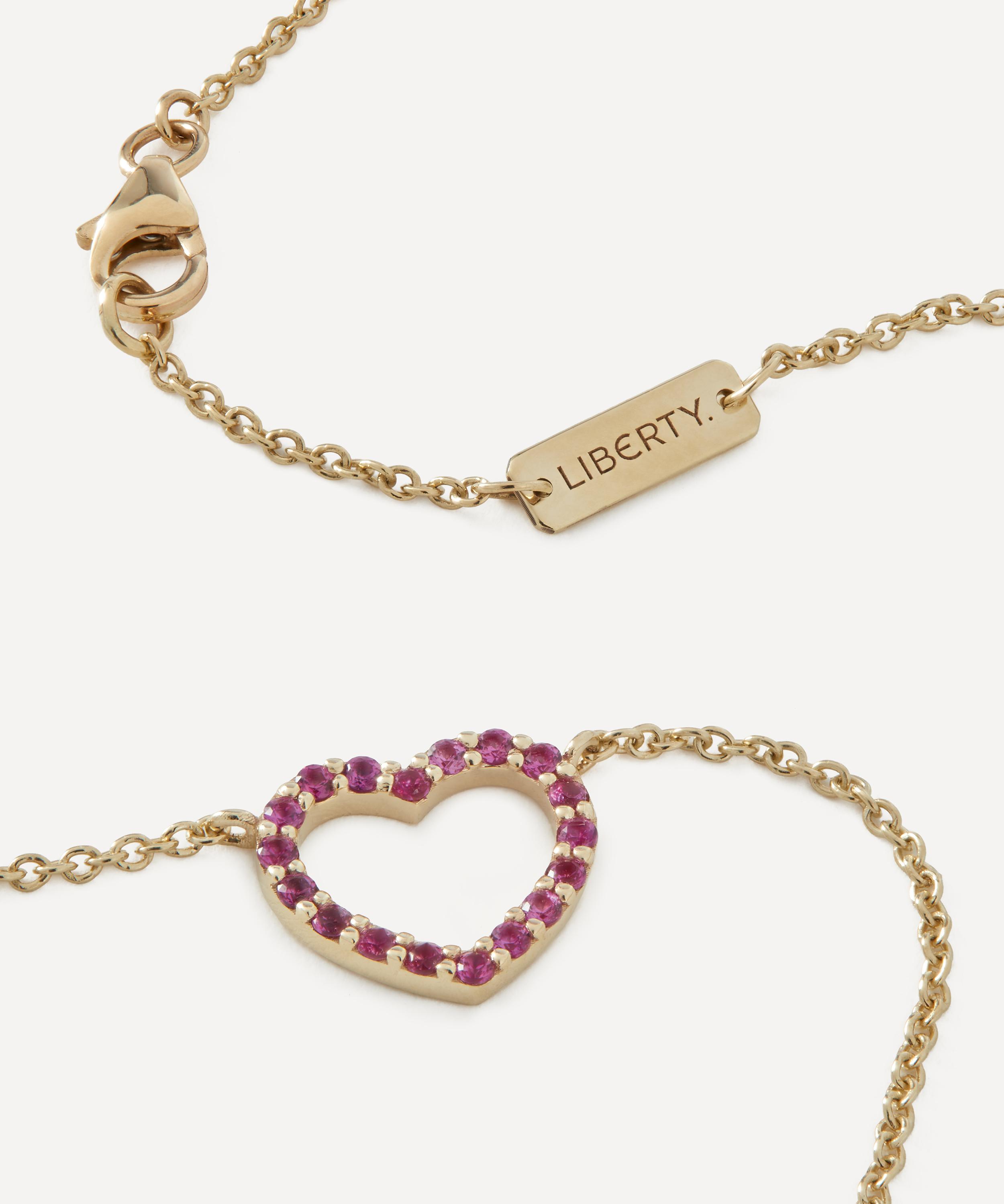 Liberty - 9ct Gold Rainbow Hearth Nano Ruby Pendant Necklace image number 3