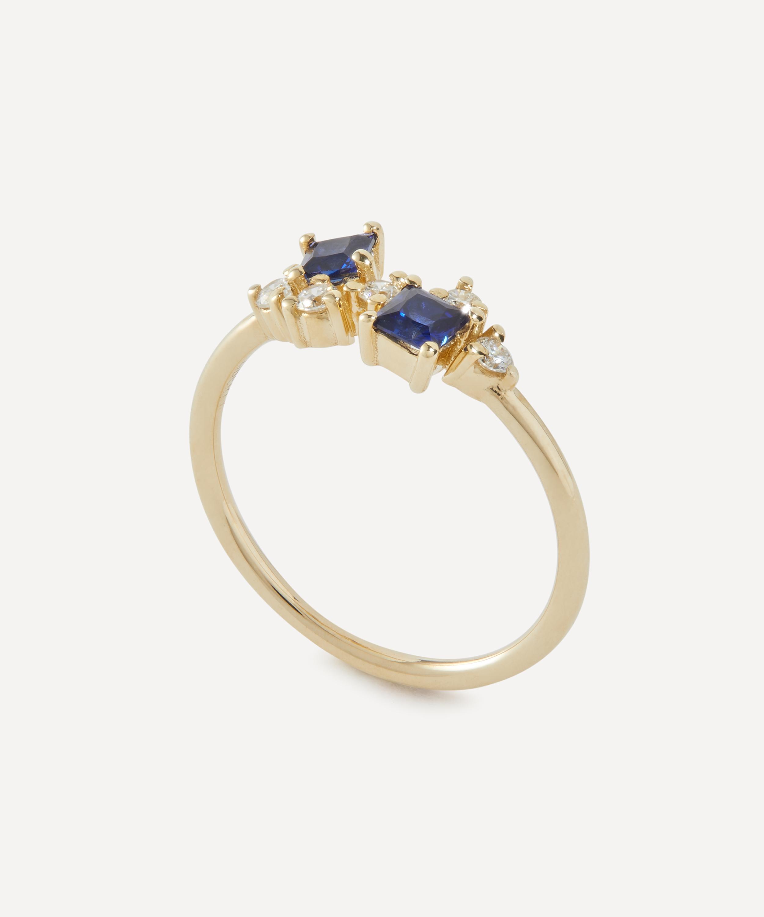 Liberty - 9ct Gold Dafne Diamond and Blue Sapphire Ring