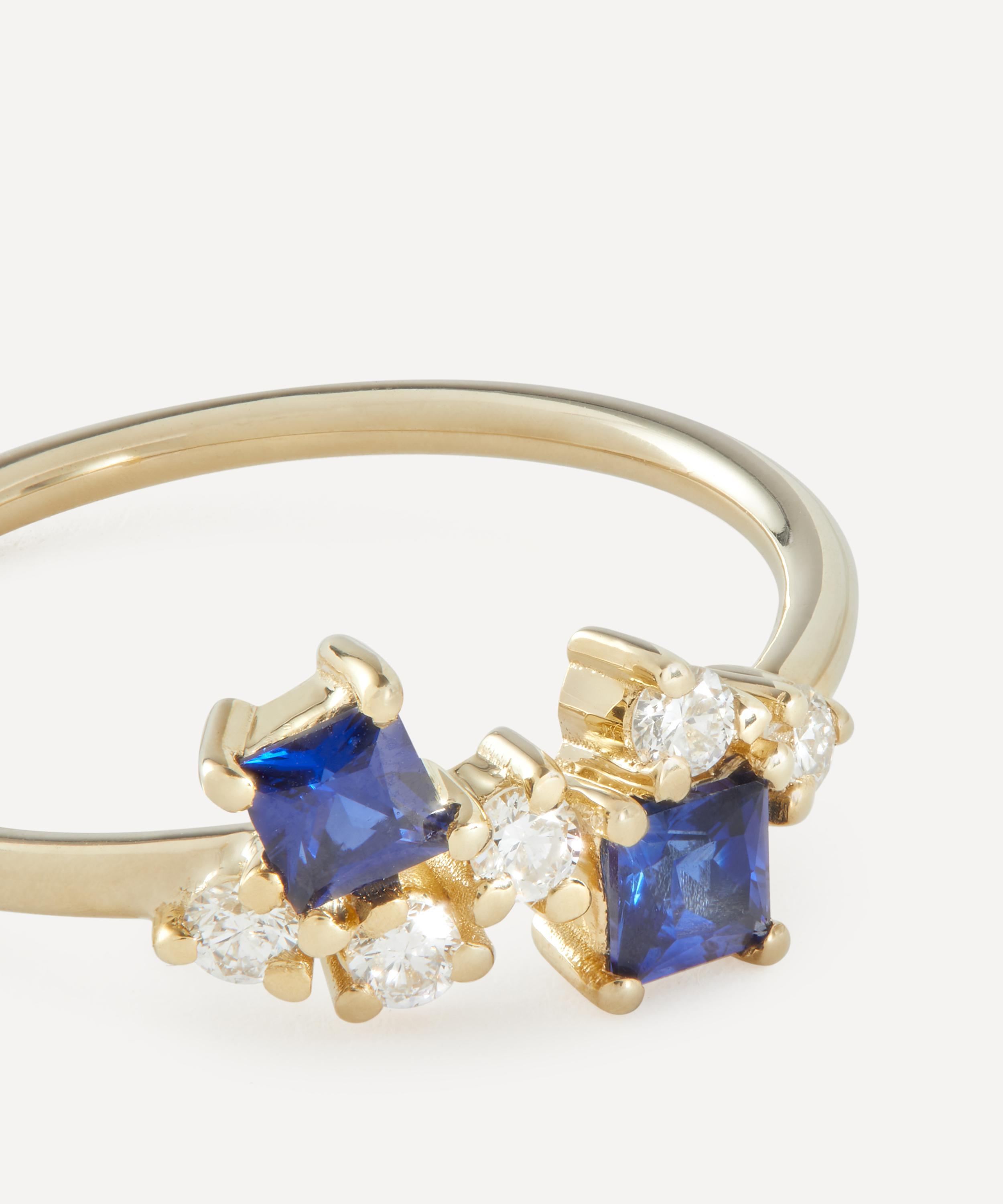 Liberty - 9ct Gold Dafne Diamond and Blue Sapphire Ring image number 2