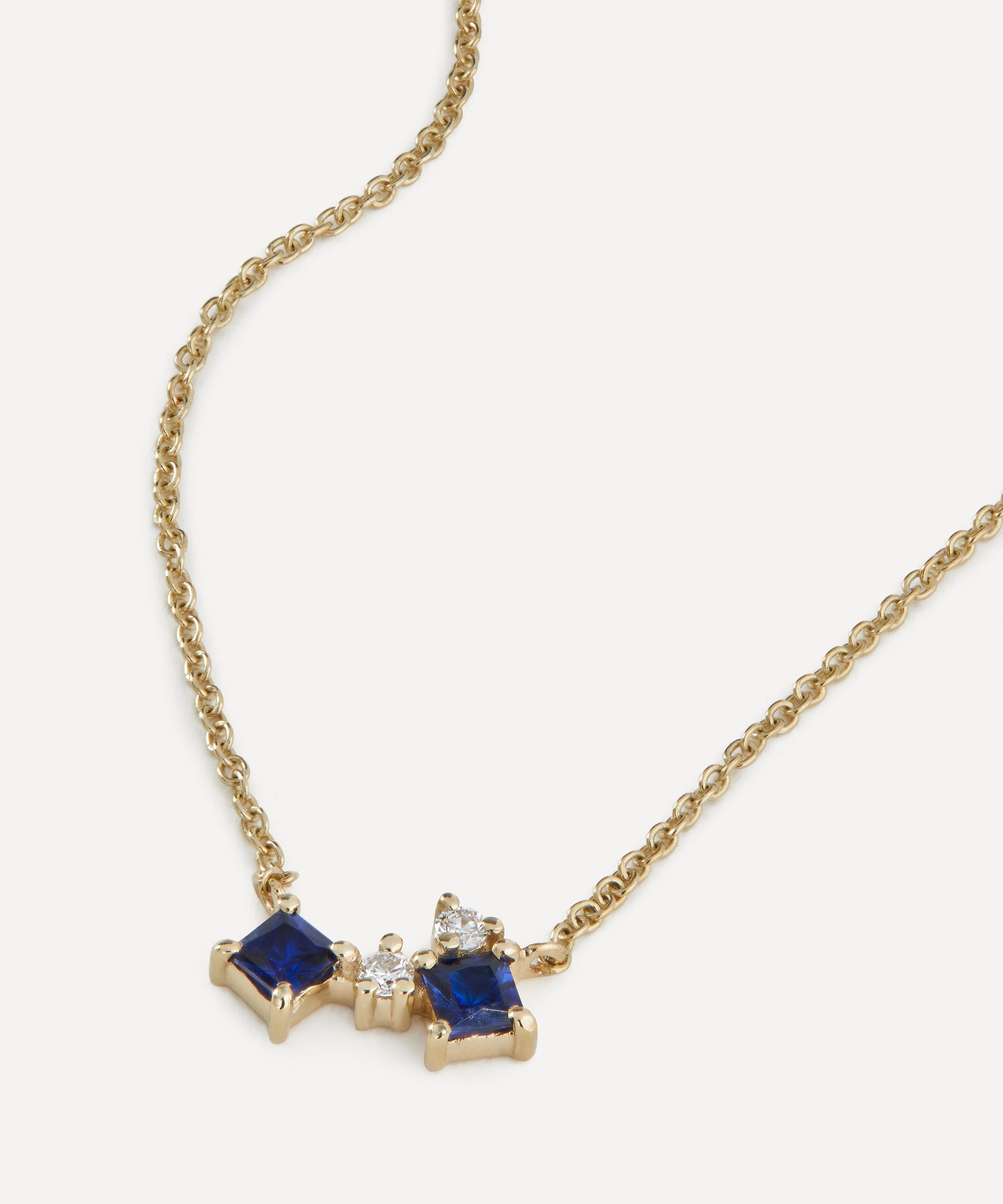 Liberty - 9ct Gold Dafne Diamond and Blue Sapphire Pendant Necklace image number 0