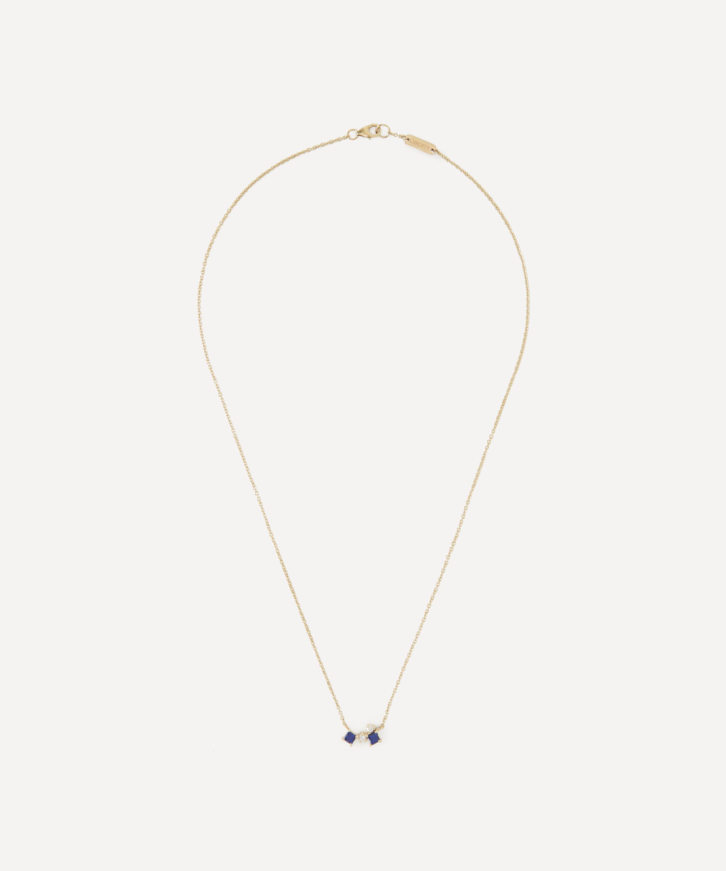 Liberty - 9ct Gold Dafne Diamond and Blue Sapphire Pendant Necklace image number 2