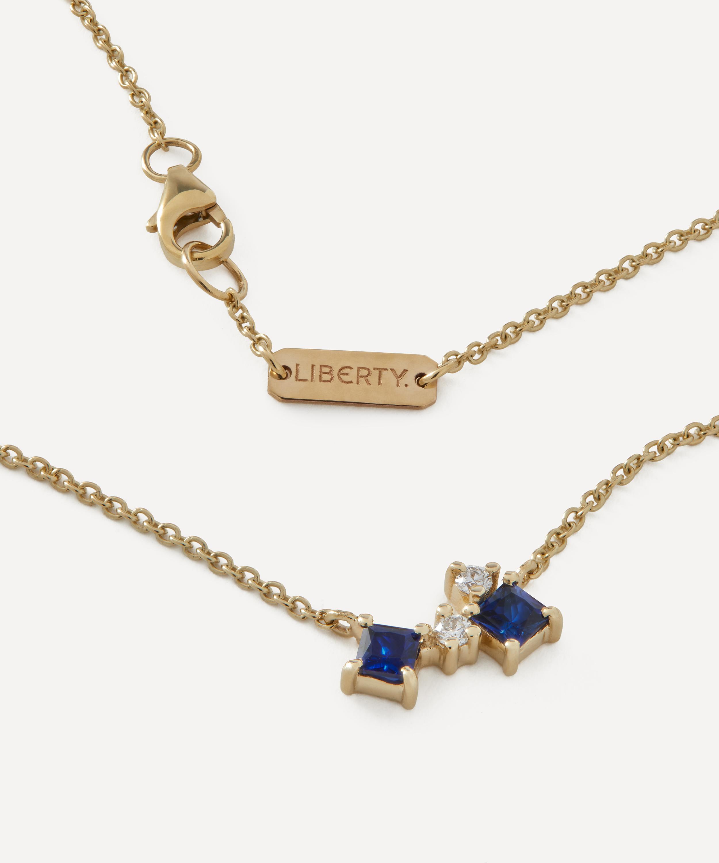 Liberty - 9ct Gold Dafne Diamond and Blue Sapphire Pendant Necklace image number 3