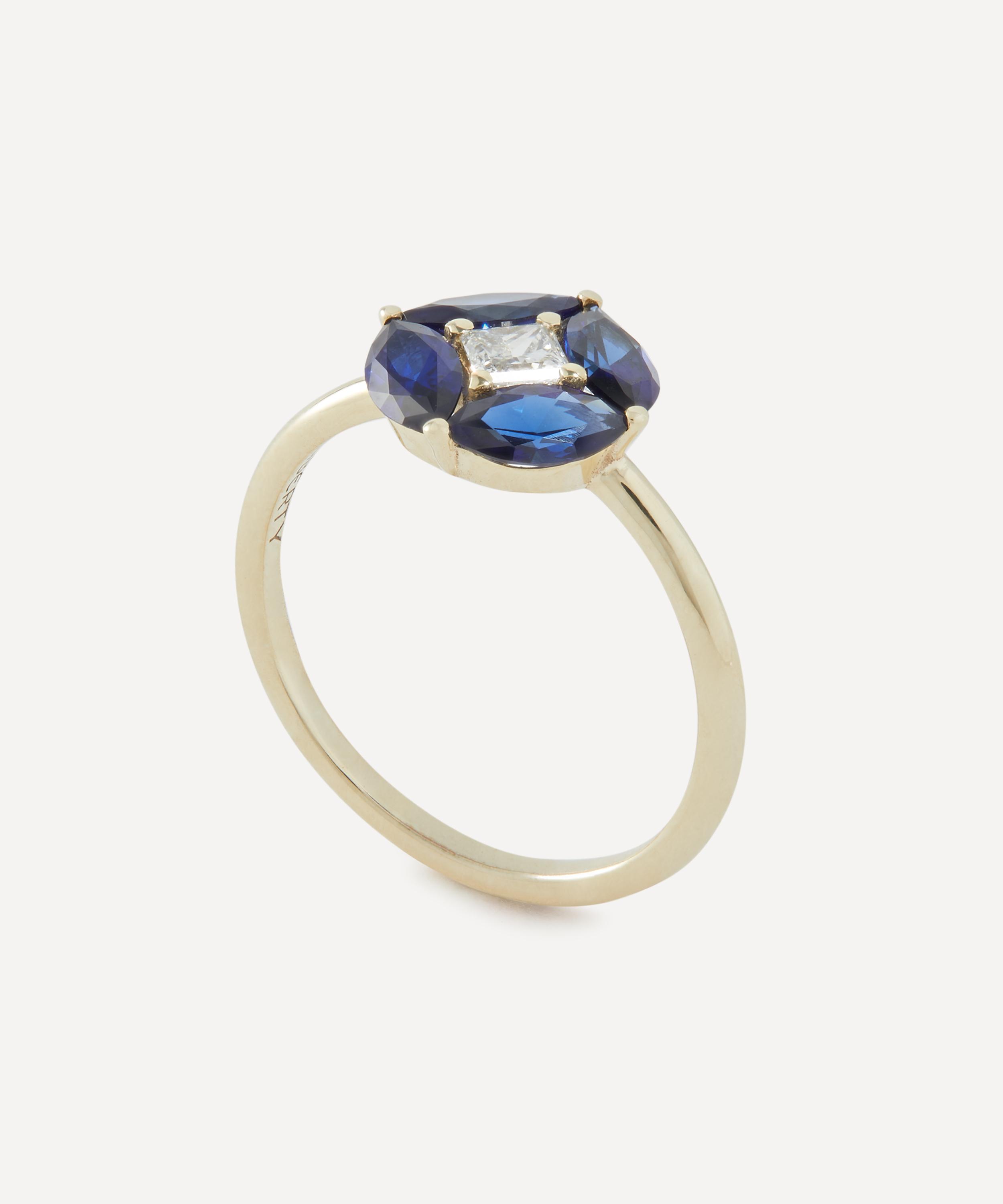 Liberty - 9ct Gold Tudor Rose Blue Sapphire and CVD Diamond Ring image number 0