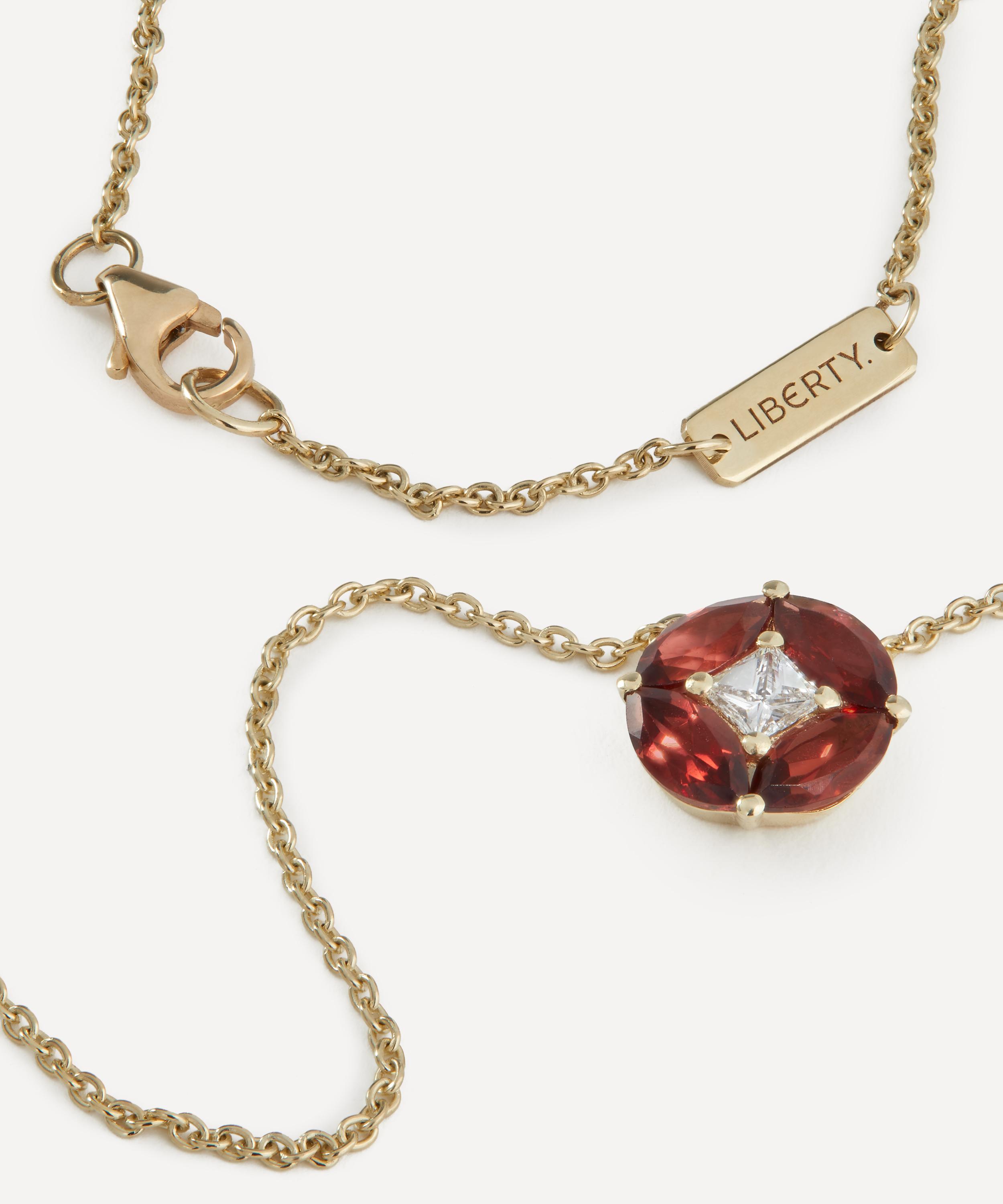 Liberty - 9ct Gold Tudor Rose Garnet and CVD Diamond Pendant Necklace image number 3