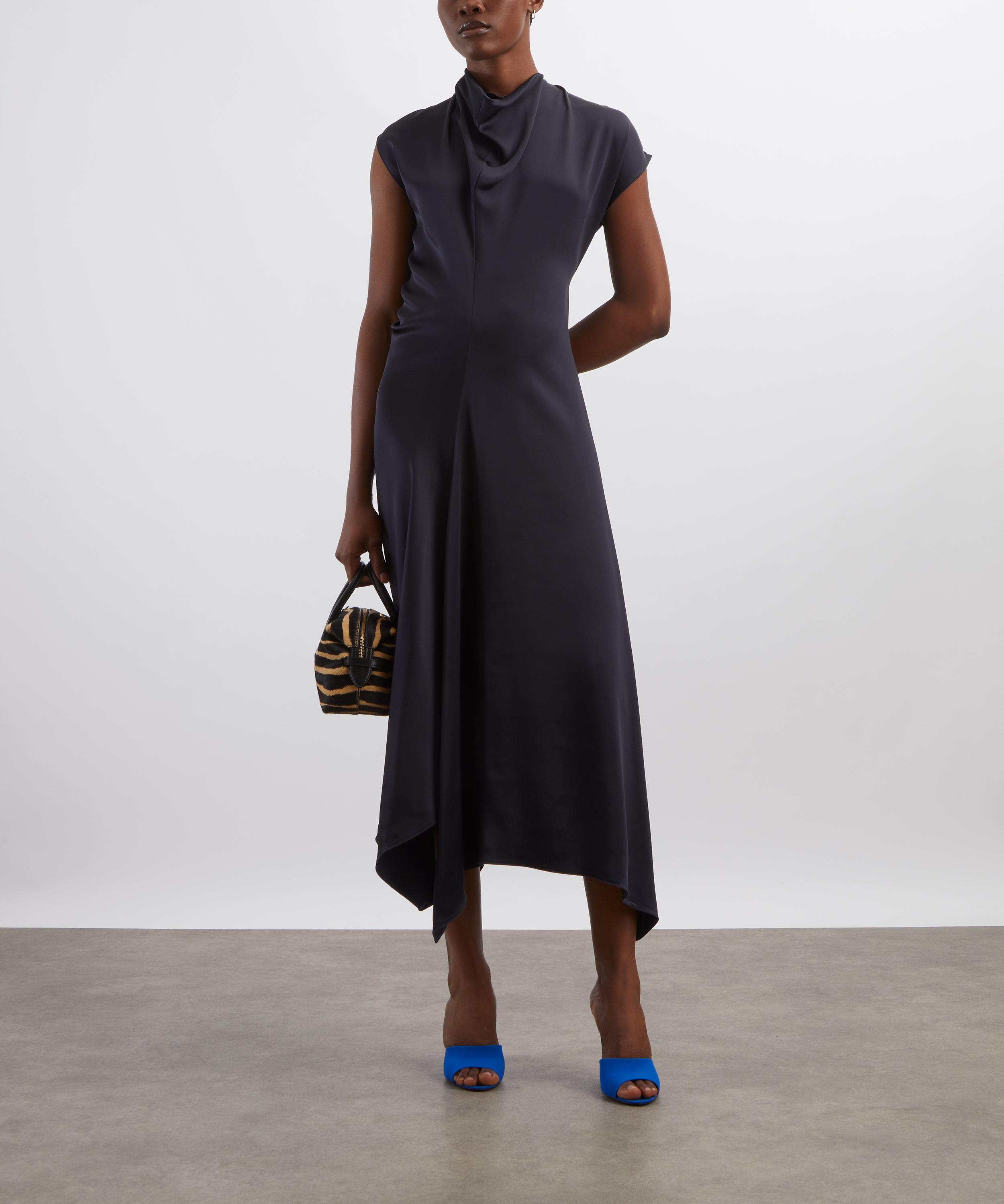Victoria Beckham - High Neck Draped Satin Midi Dress image number 1
