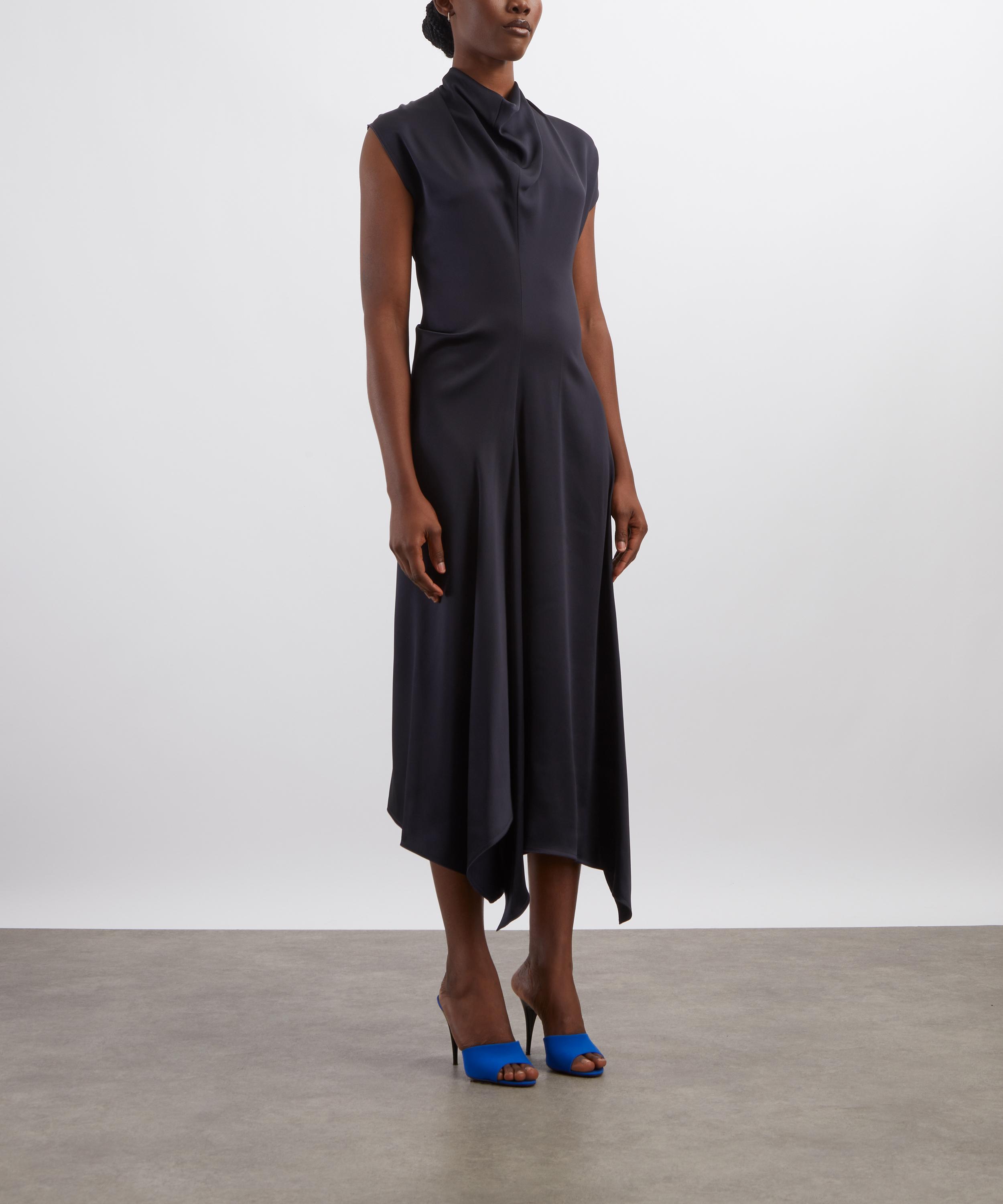 Victoria Beckham - High Neck Draped Satin Midi Dress image number 2
