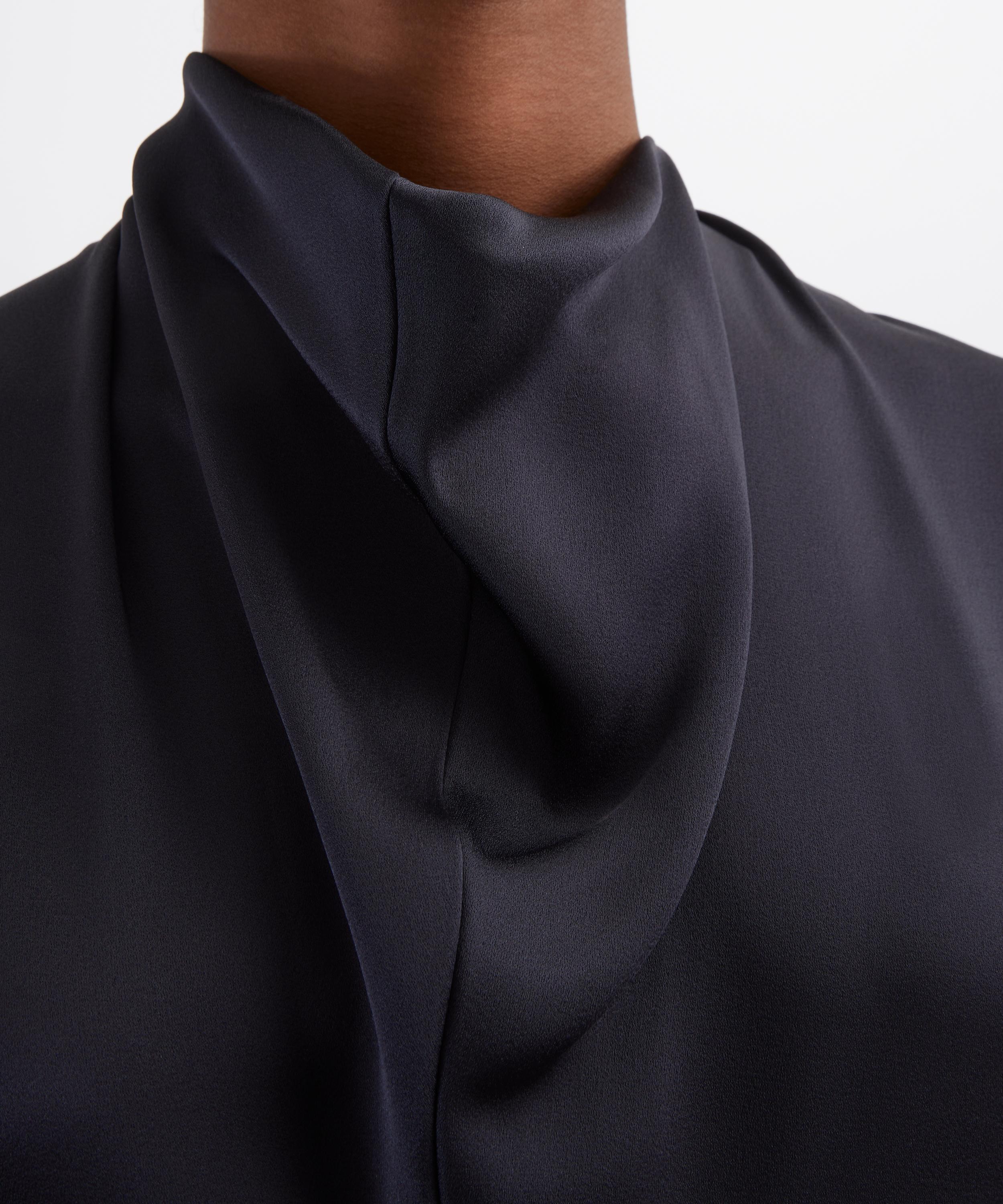 Victoria Beckham - High Neck Draped Satin Midi Dress image number 4