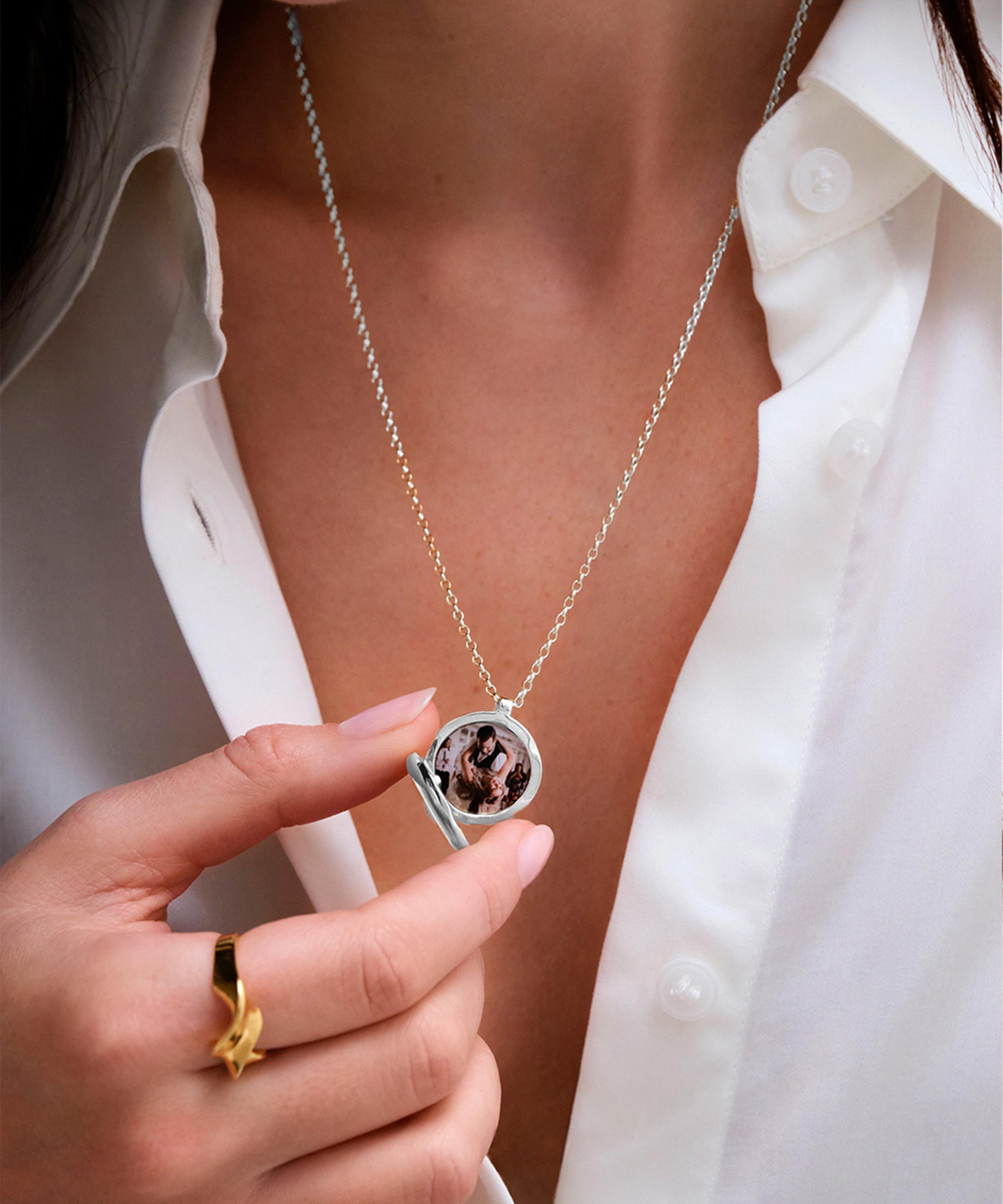 Astley Clarke - Silver Medium Biography Locket Charm Necklace image number 2
