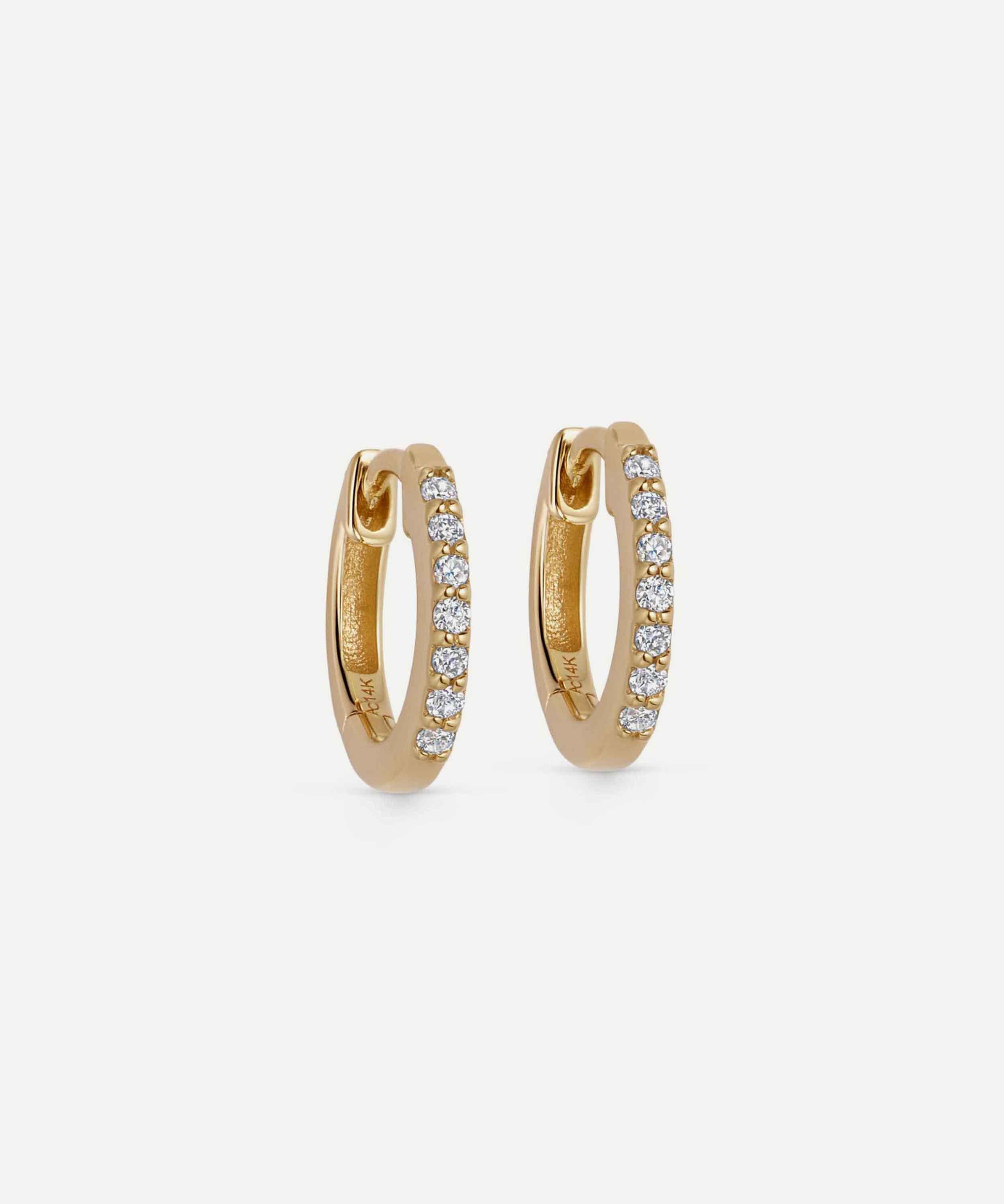 Astley Clarke - 14ct Gold Mini Halo Diamond Huggie Hoop Earrings image number 0