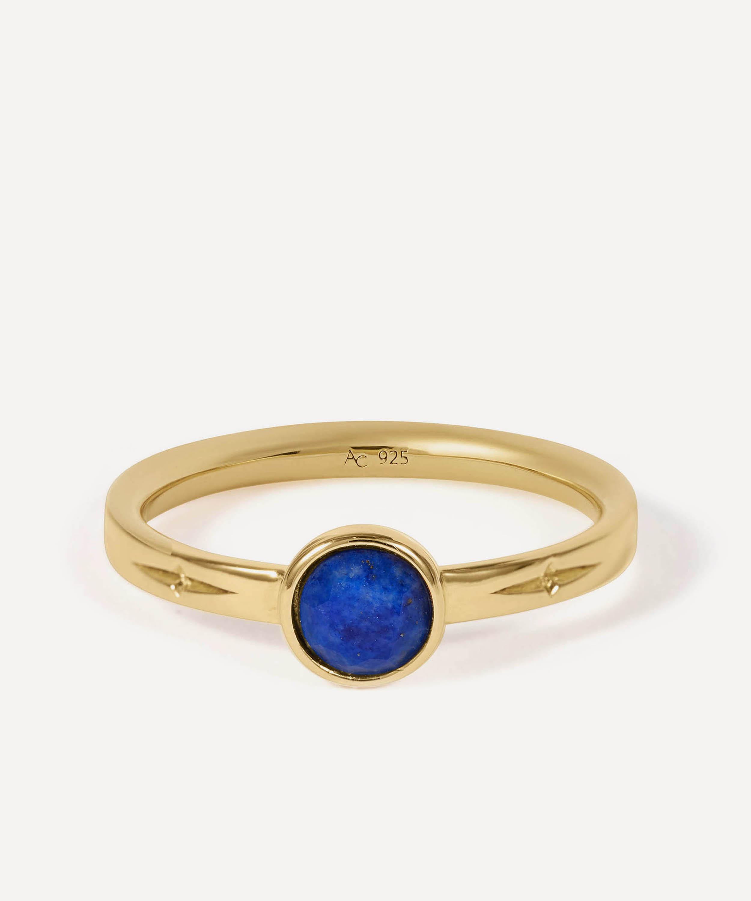 Astley Clarke - 18ct Gold-Plated Silver Mini Luna Lapis Ring image number 0
