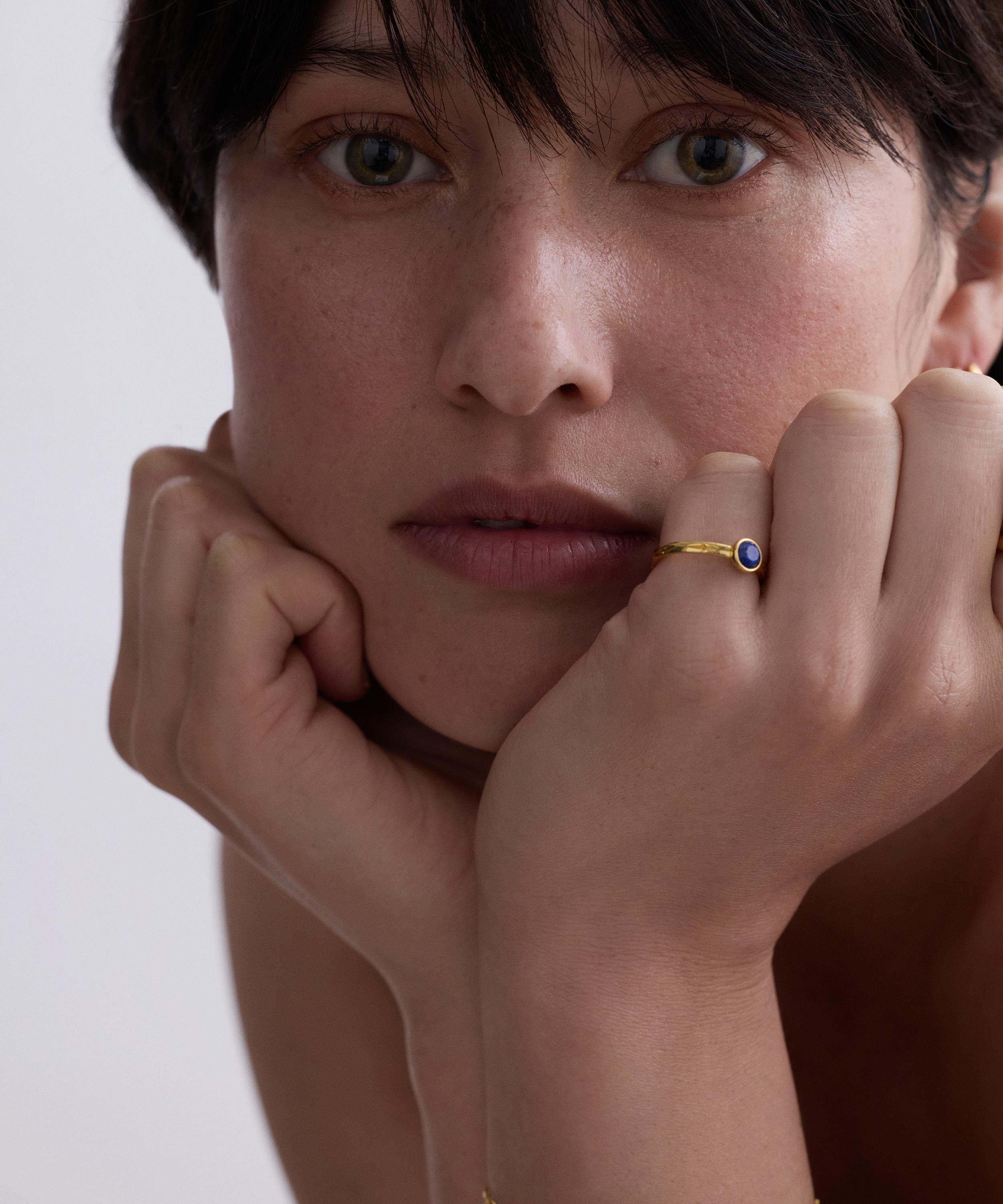 Astley Clarke - 18ct Gold-Plated Silver Mini Luna Lapis Ring image number 1