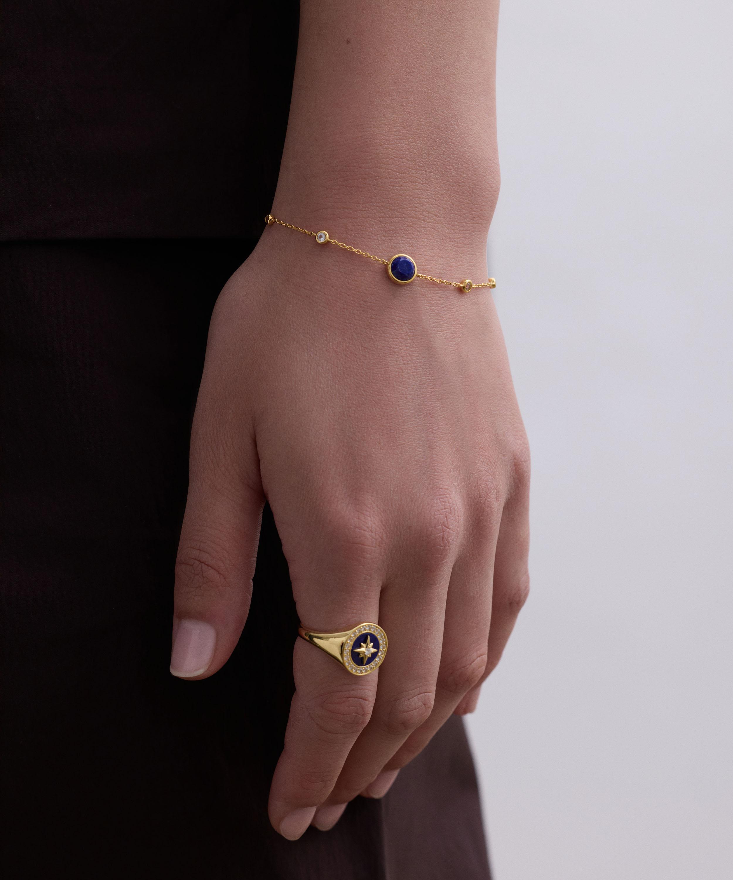 Astley Clarke - 18ct Gold Plated Luna Lapis Station Bracelet image number 1