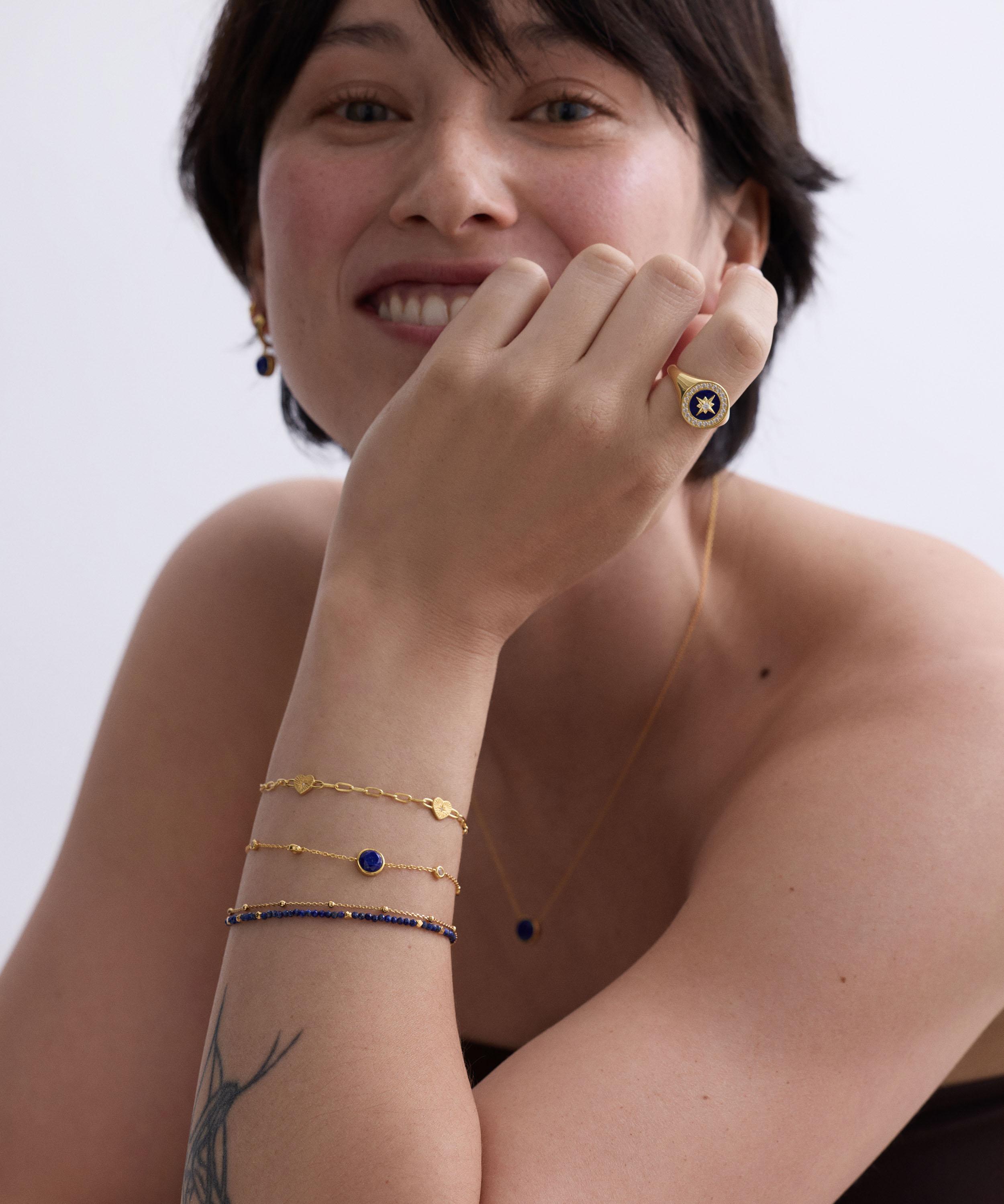 Astley Clarke - 18ct Gold Plated Luna Lapis Station Bracelet image number 2