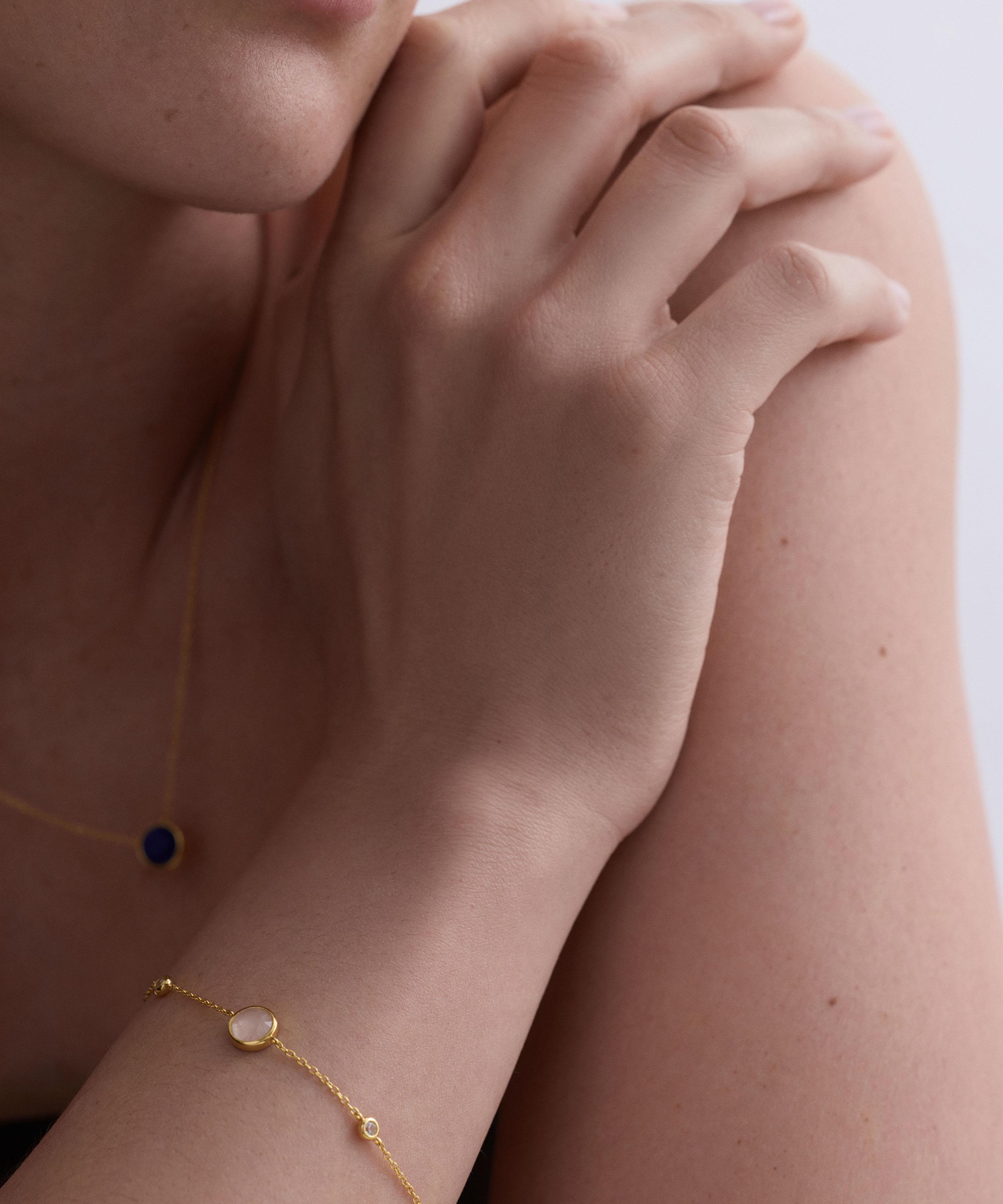 Astley Clarke - 18ct Gold Plated Luna Pink Quartzite Station Bracelet image number 1