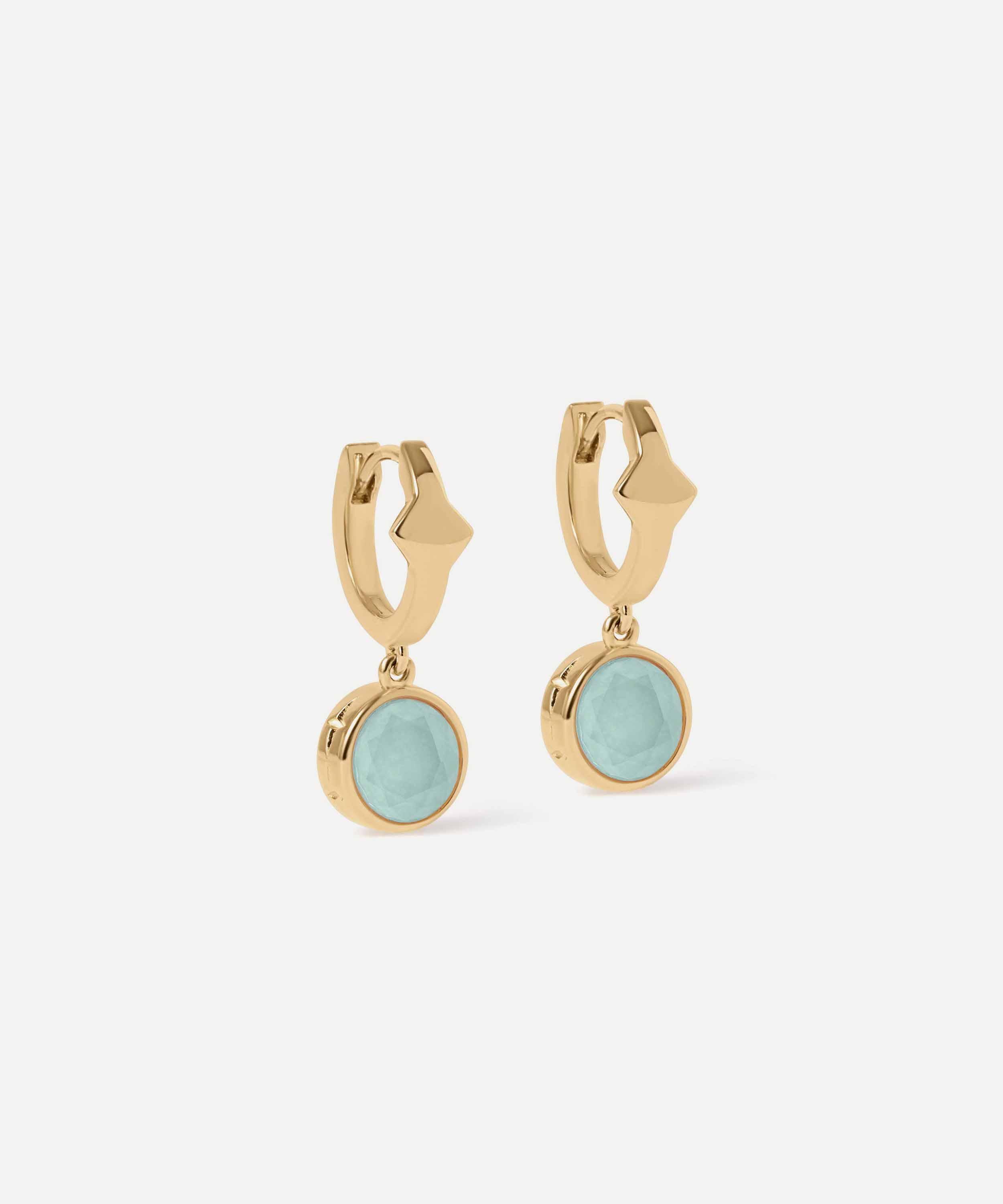 Astley Clarke - 18ct Gold-Plated Silver Luna Aqua Quartzite Huggie Hoop Earrings image number 0