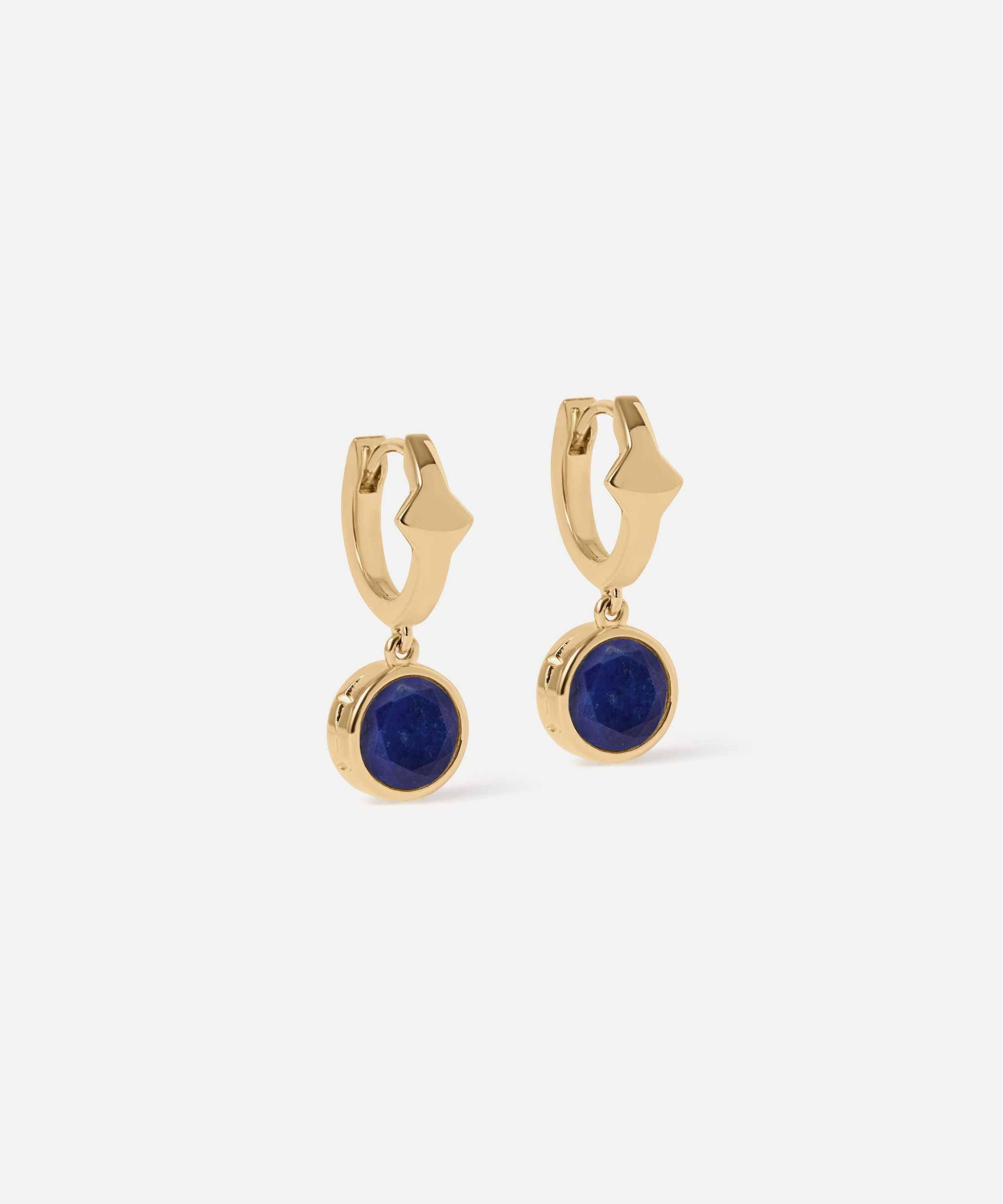 Astley Clarke - 18ct Gold-Plated Silver Luna Lapis Huggie Hoop Earrings image number 0