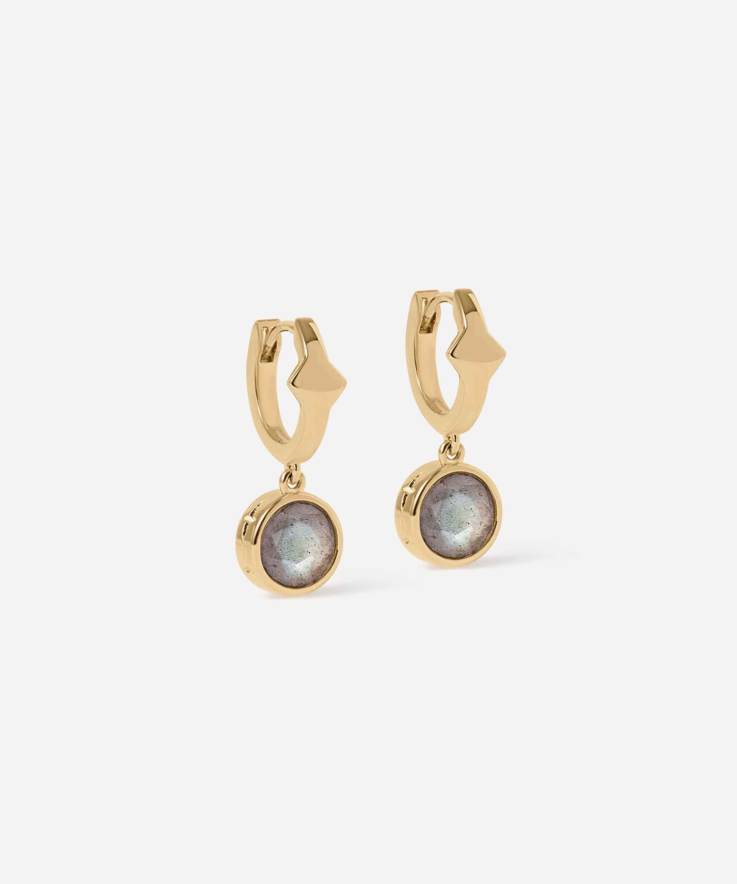 Astley Clarke - 18ct Gold-Plated Silver Luna Labradorite Huggie Hoop Earrings image number 0