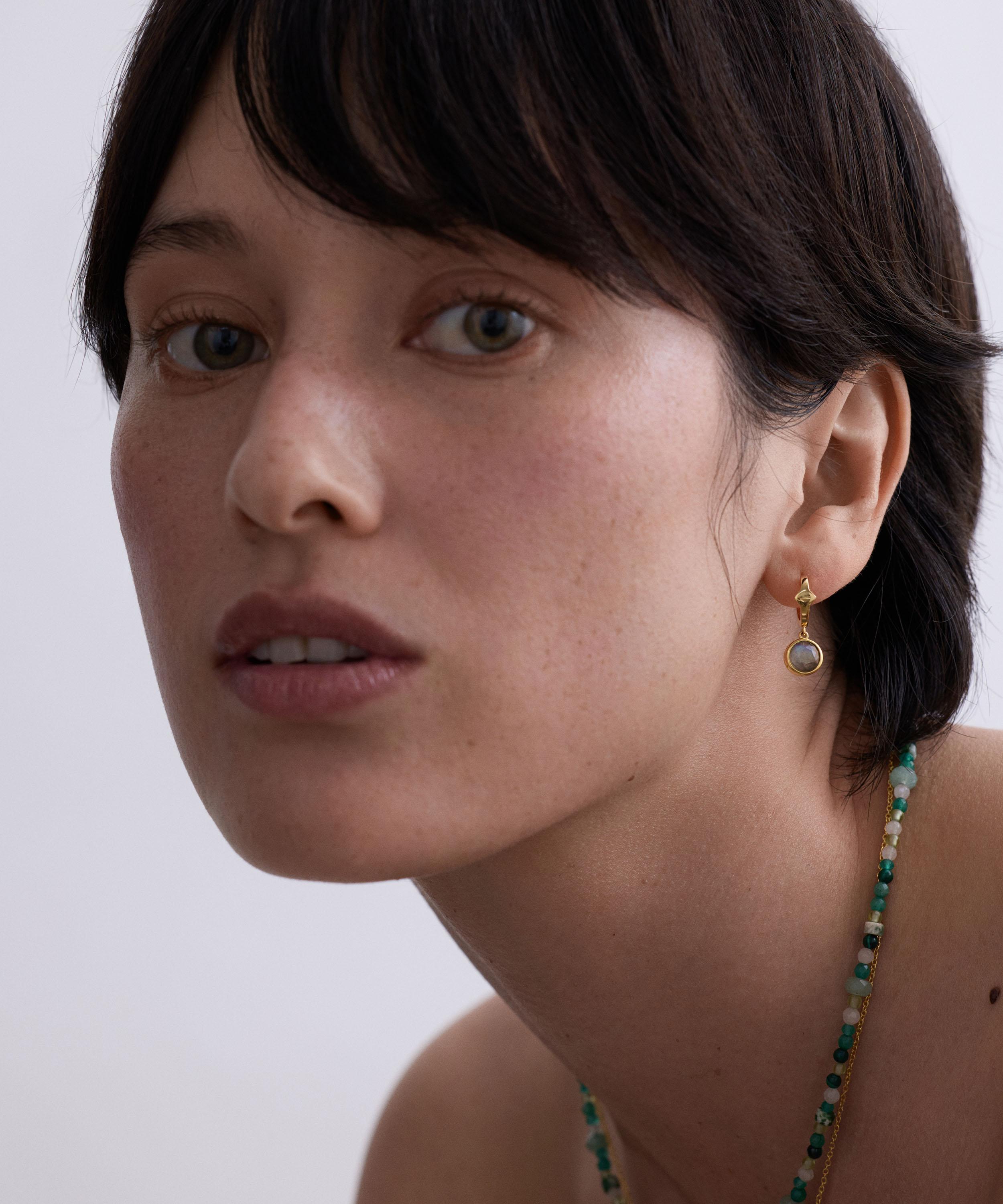 Astley Clarke - 18ct Gold-Plated Silver Luna Labradorite Huggie Hoop Earrings image number 1