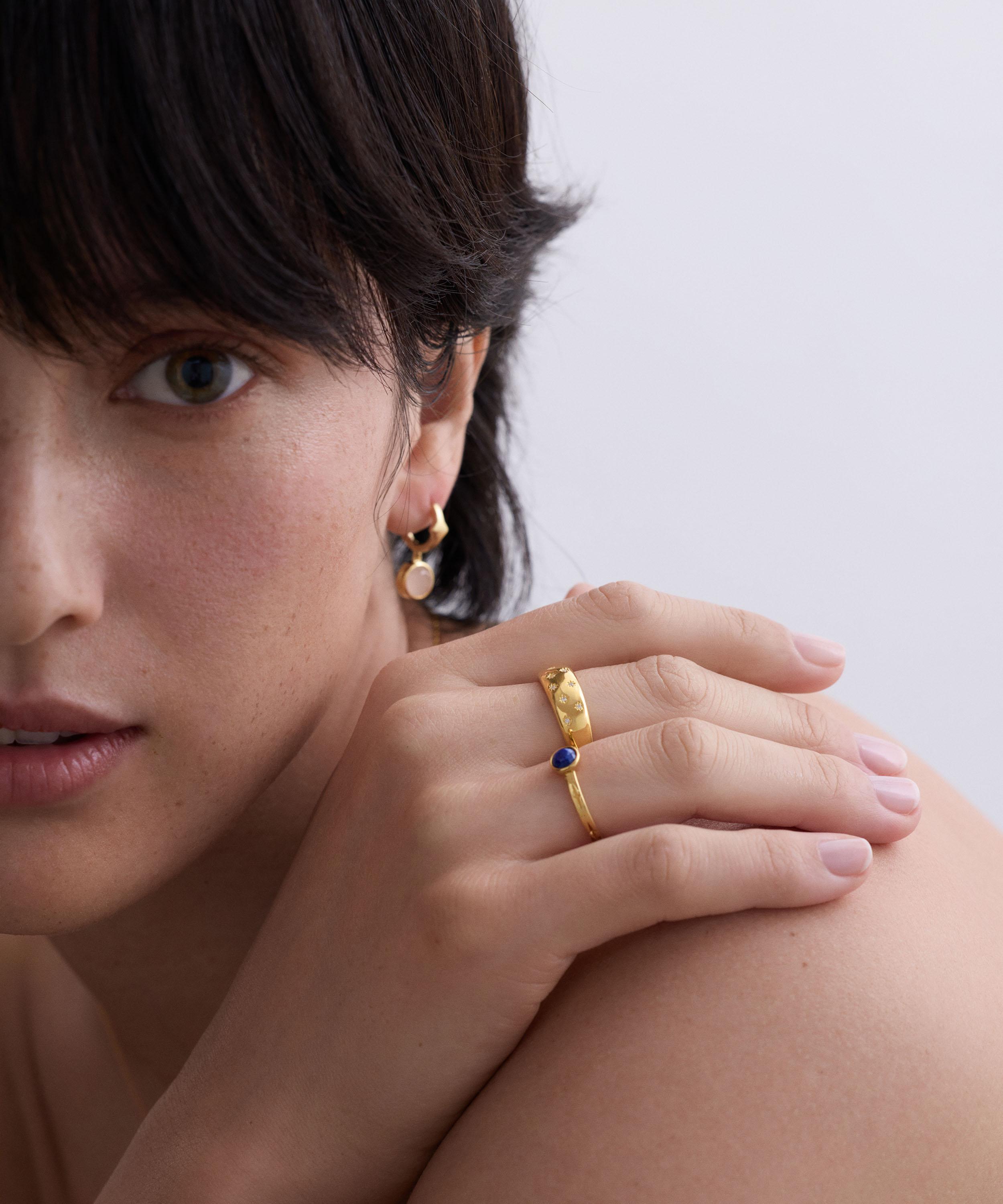 Astley Clarke - 18ct Gold-Plated Silver Luna Pink Quartzite Huggie Hoop Earrings image number 3