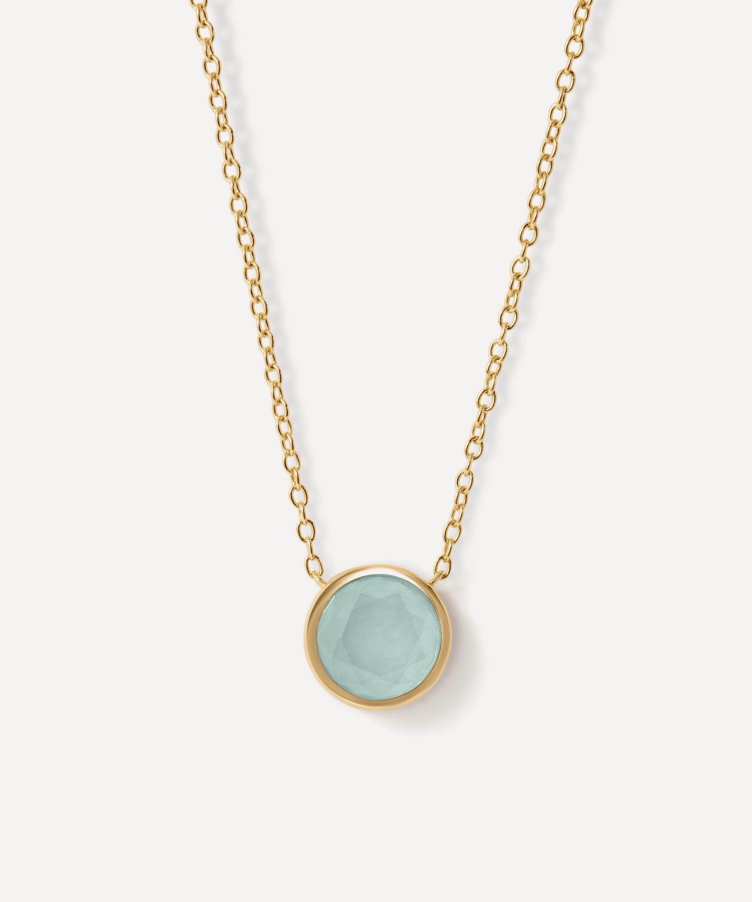 Astley Clarke - 18ct Gold Plated Luna Aqua Quartzite Pendant Necklace image number 0