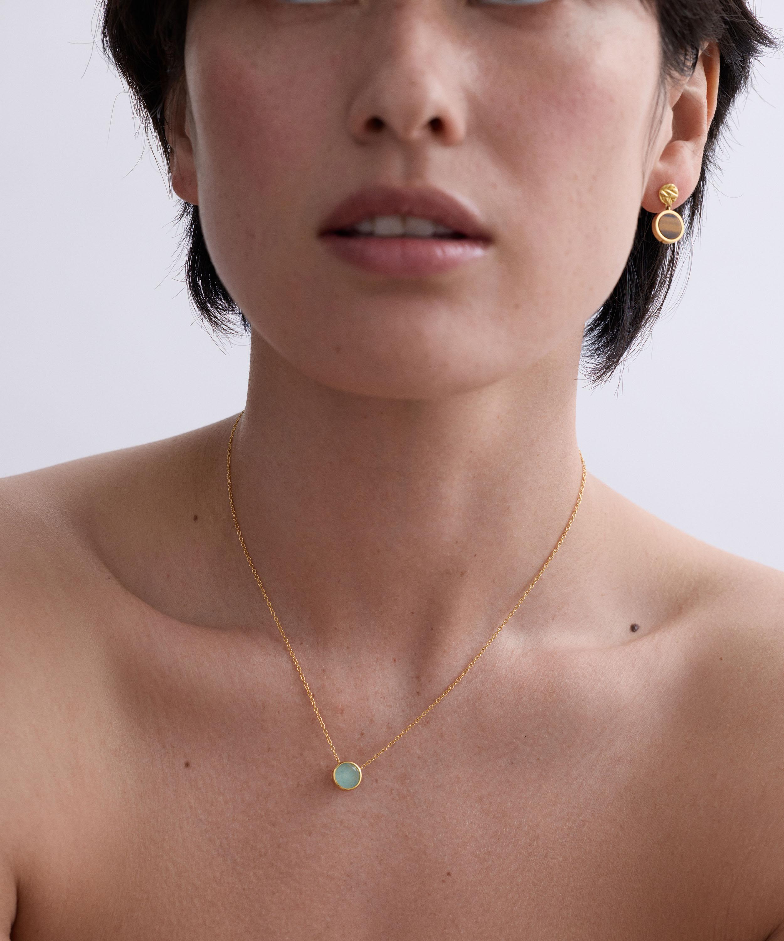 Astley Clarke - 18ct Gold Plated Luna Aqua Quartzite Pendant Necklace image number 1