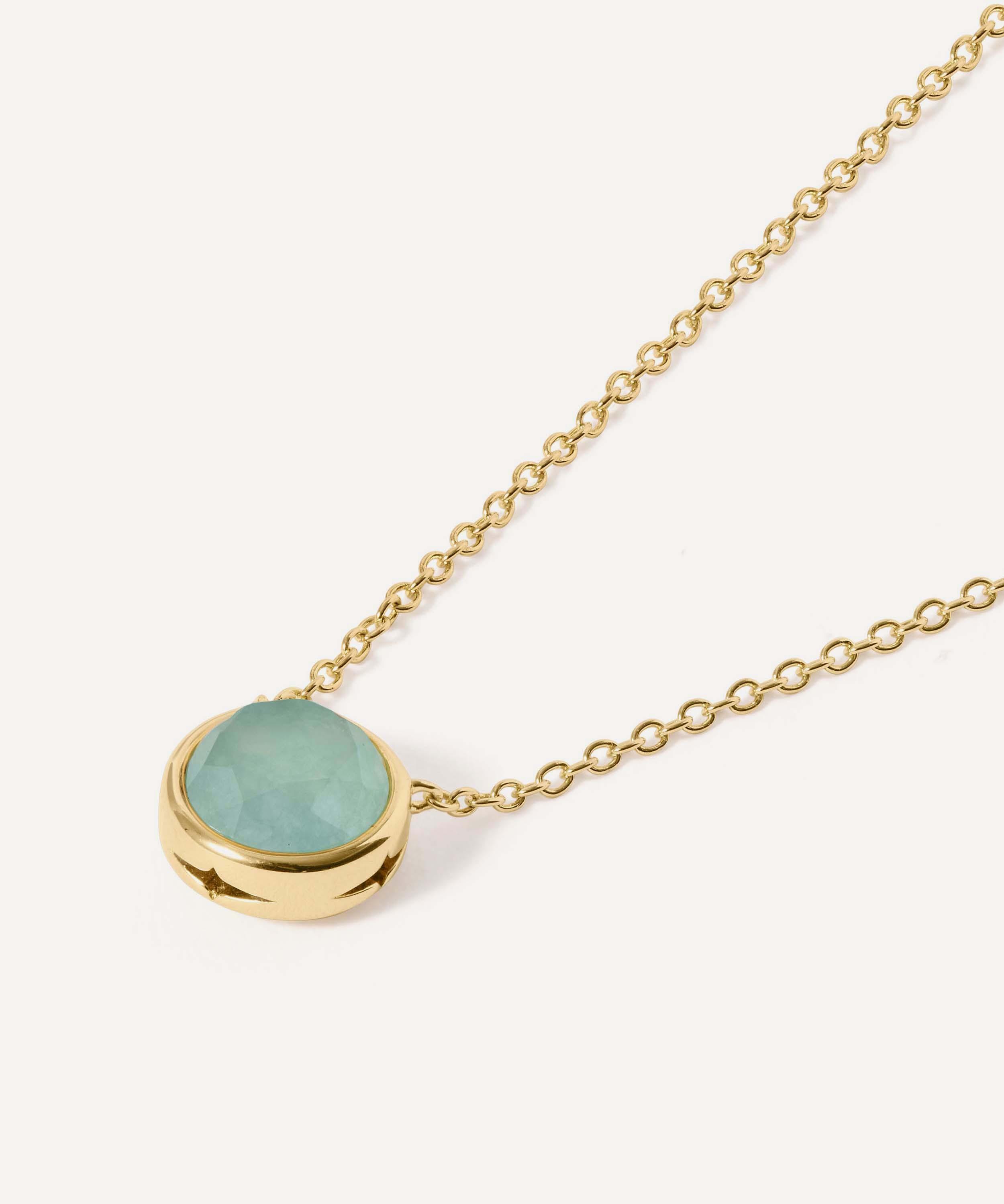 Astley Clarke - 18ct Gold Plated Luna Aqua Quartzite Pendant Necklace image number 2