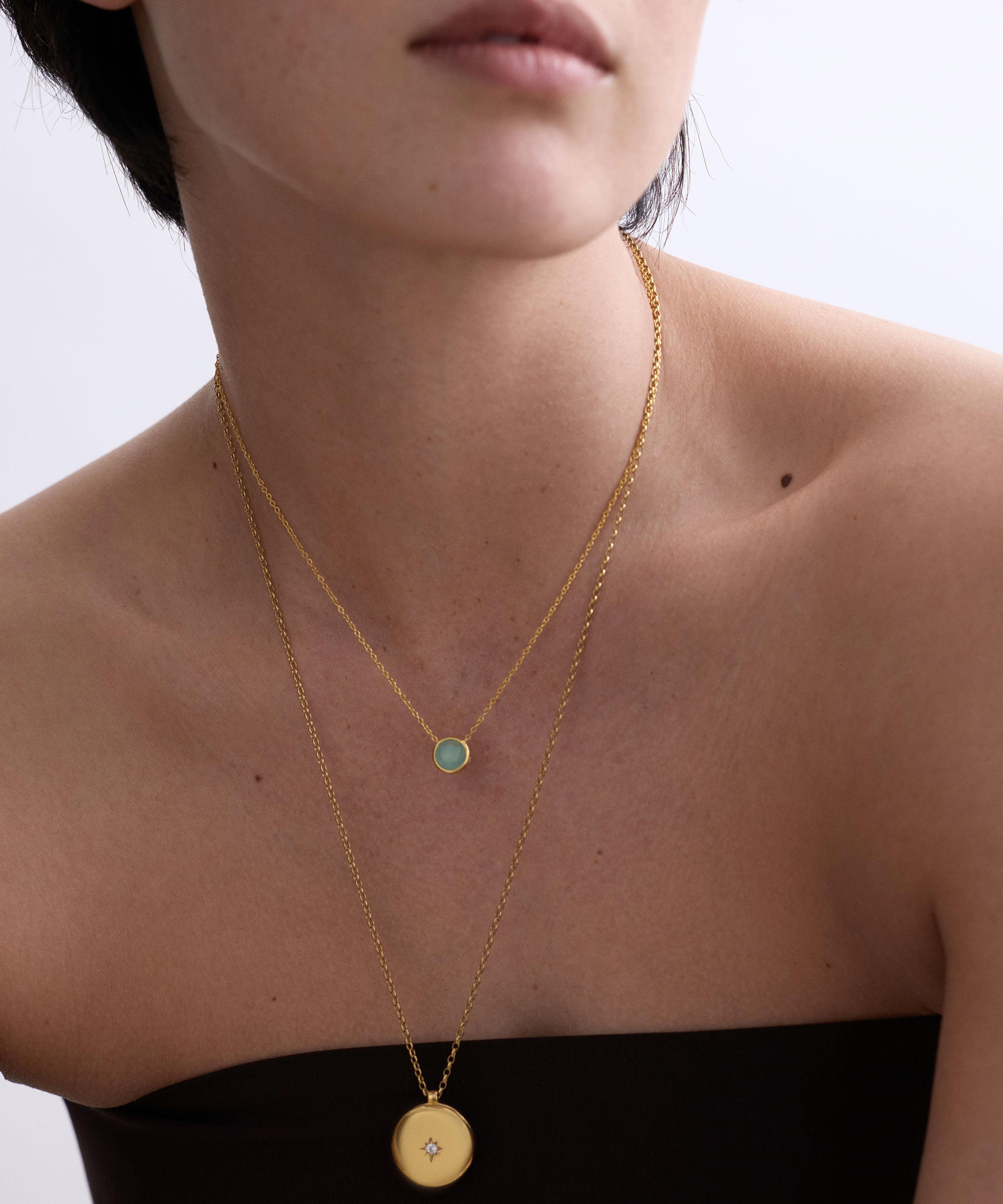 Astley Clarke - 18ct Gold Plated Luna Aqua Quartzite Pendant Necklace image number 3