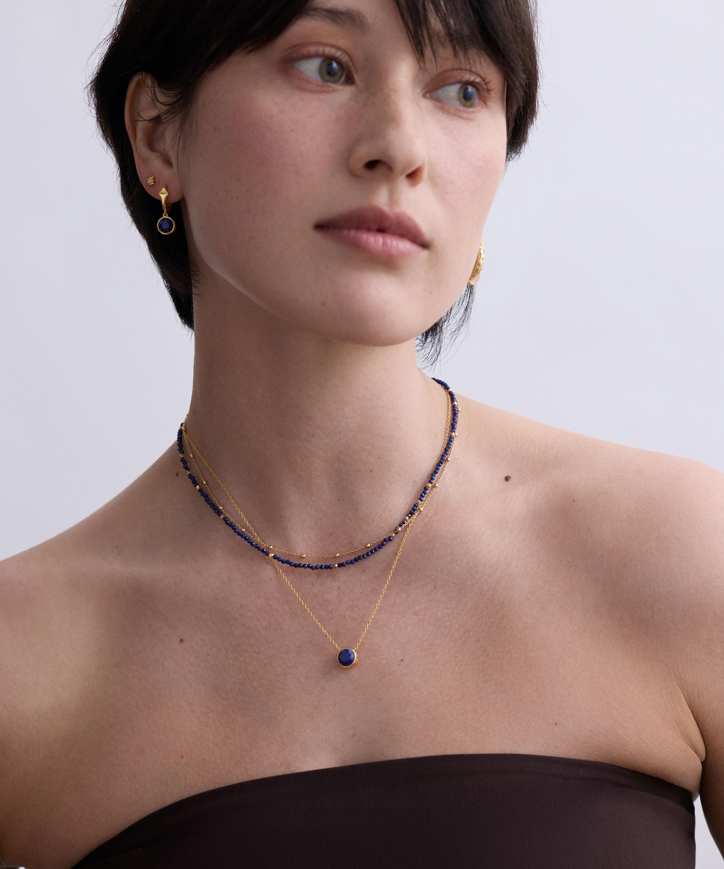 Astley Clarke - 18ct Gold Plated Luna Lapis Pendant Necklace image number 3