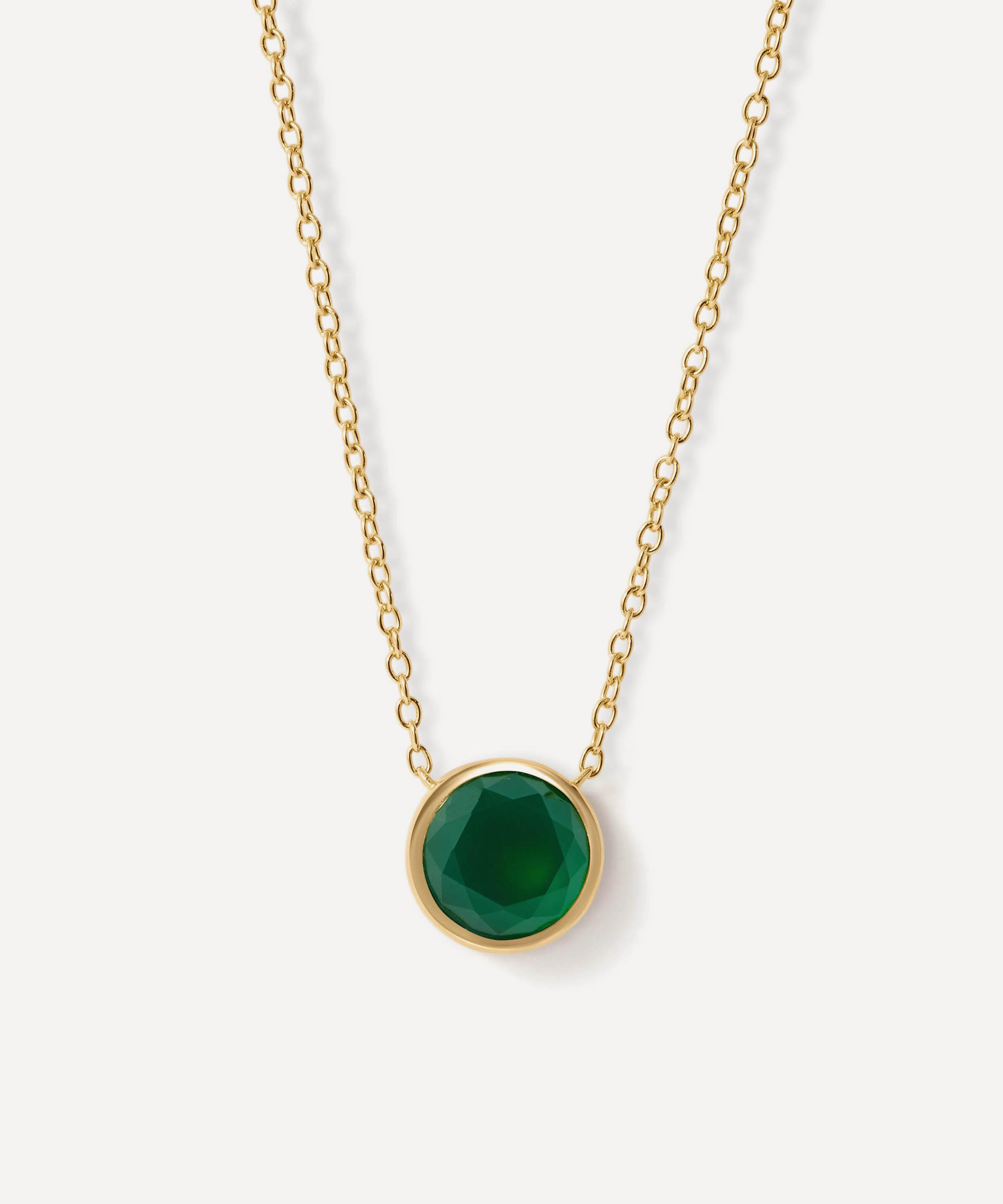 Astley Clarke - 18ct Gold Plated Luna Green Agate Pendant Necklace image number 0