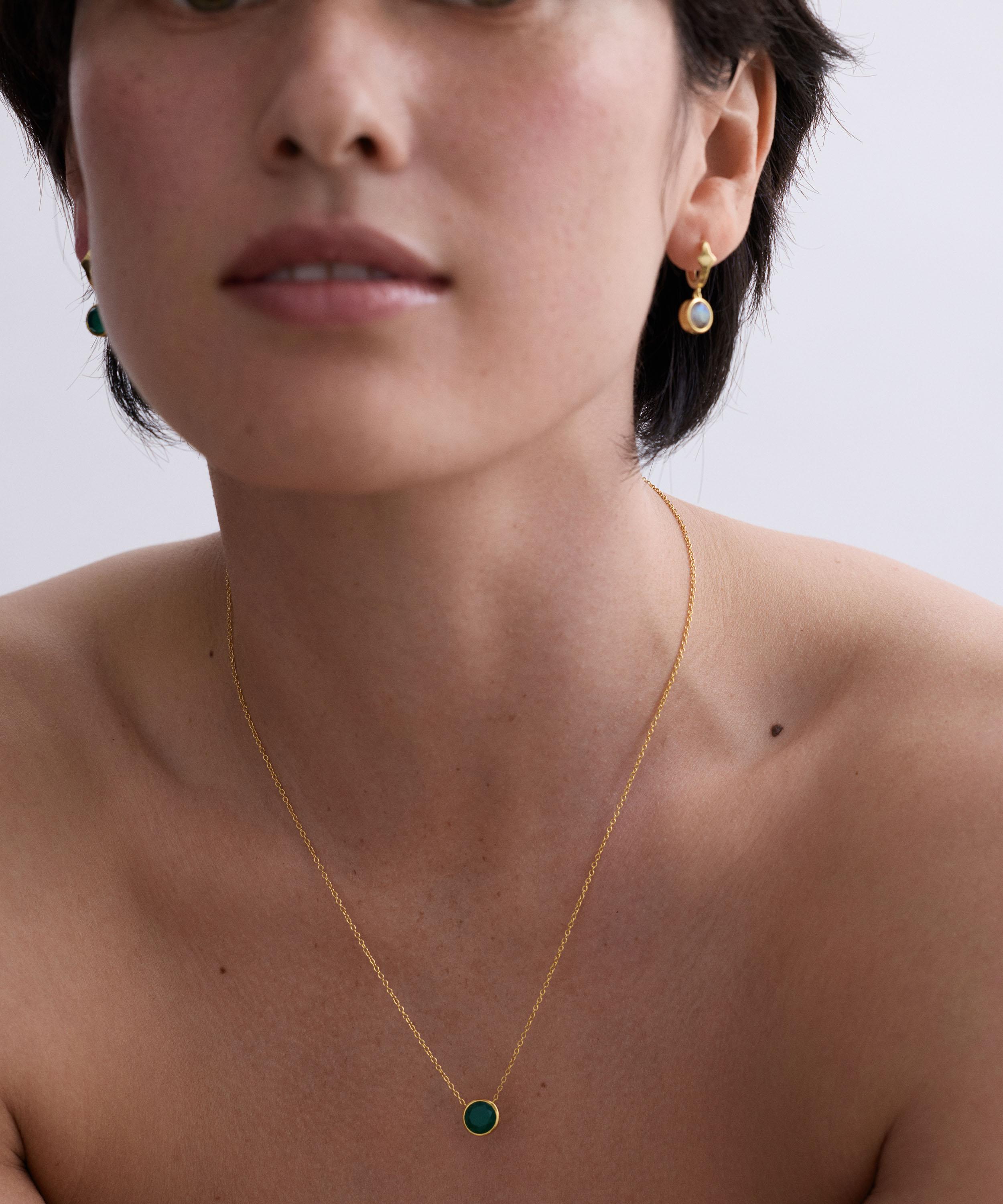 Astley Clarke - 18ct Gold Plated Luna Green Agate Pendant Necklace image number 1