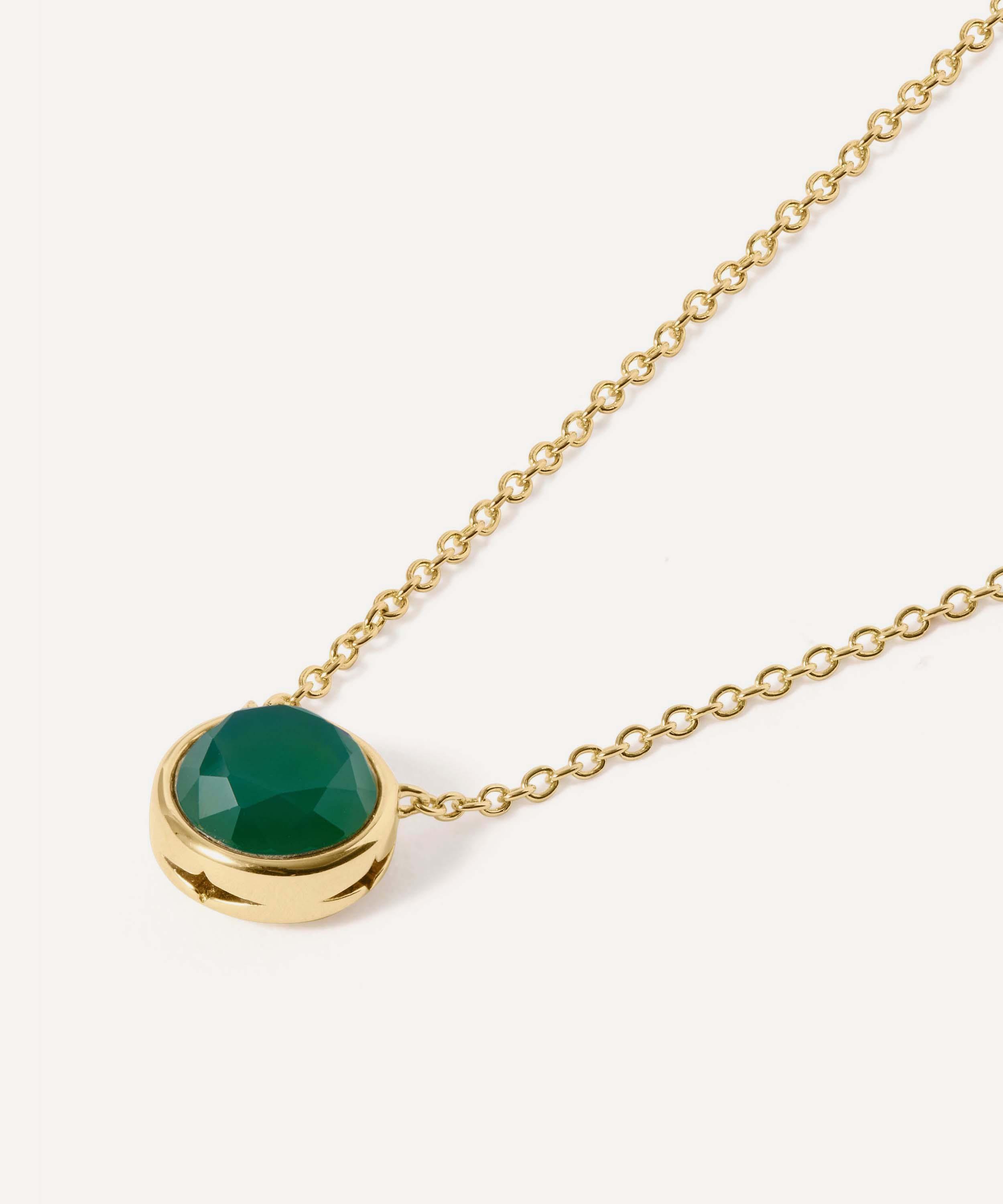 Astley Clarke - 18ct Gold Plated Luna Green Agate Pendant Necklace image number 3